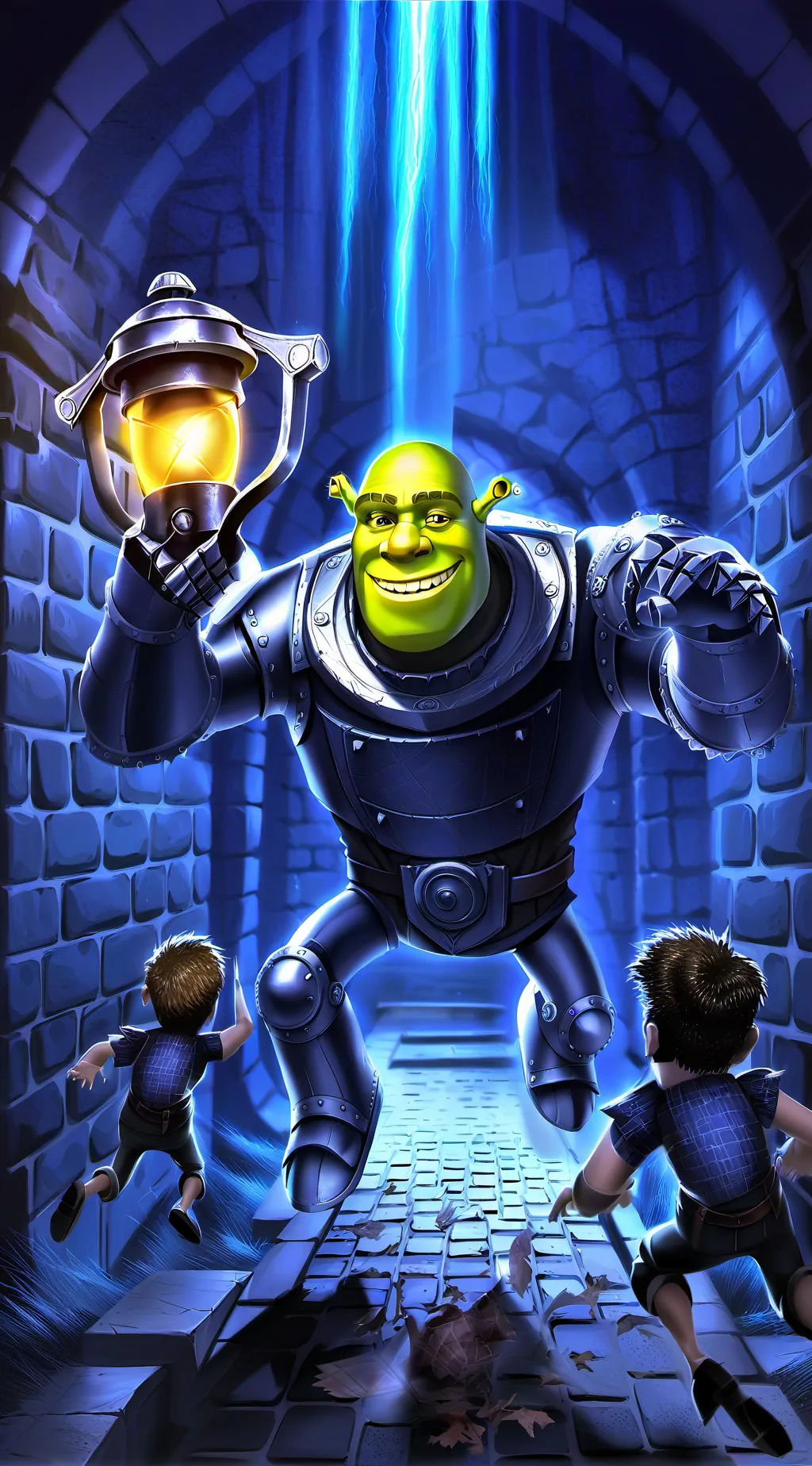 ai character: robot shrek background