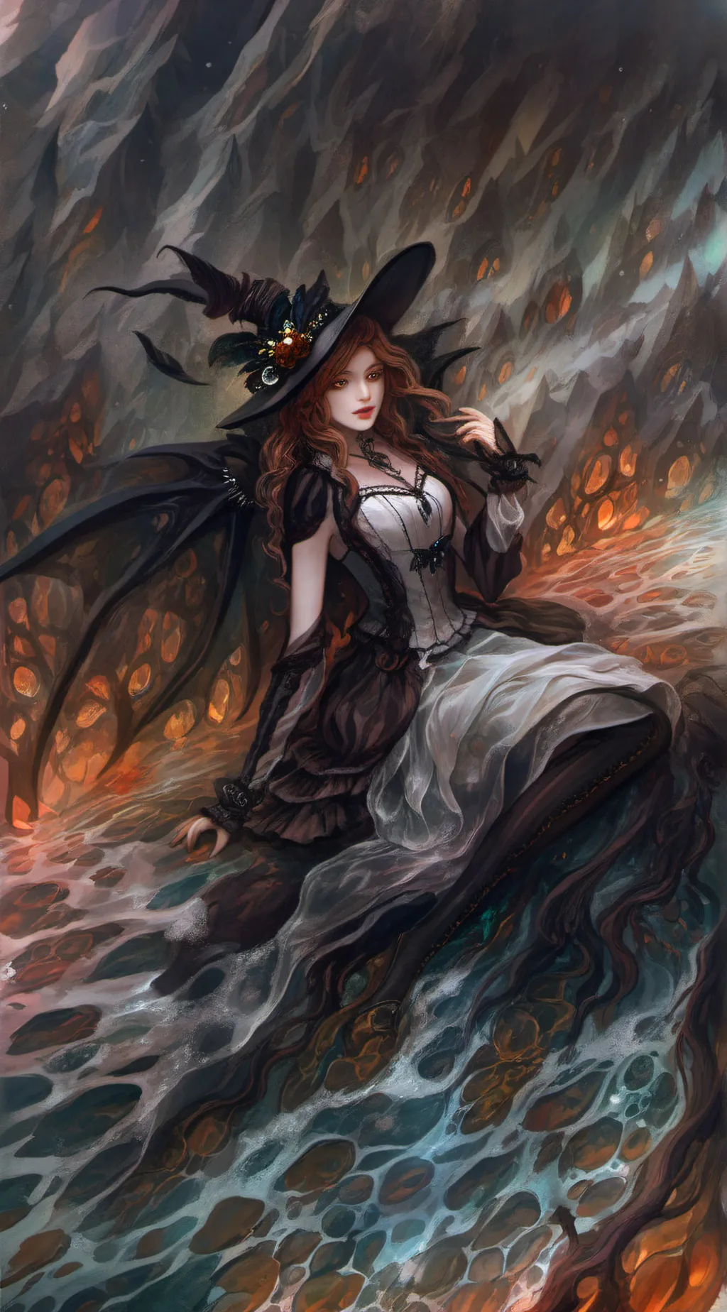 ai character: Dark side witch background