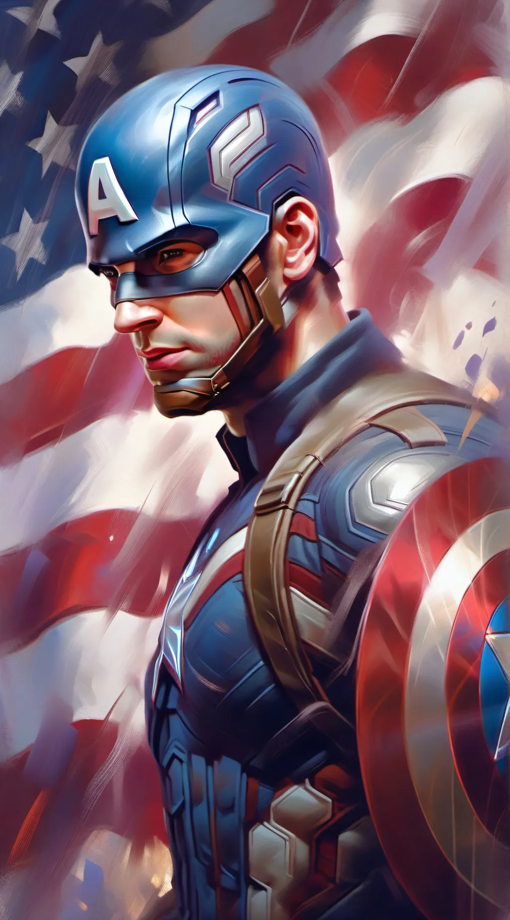 ai character: captain America  background