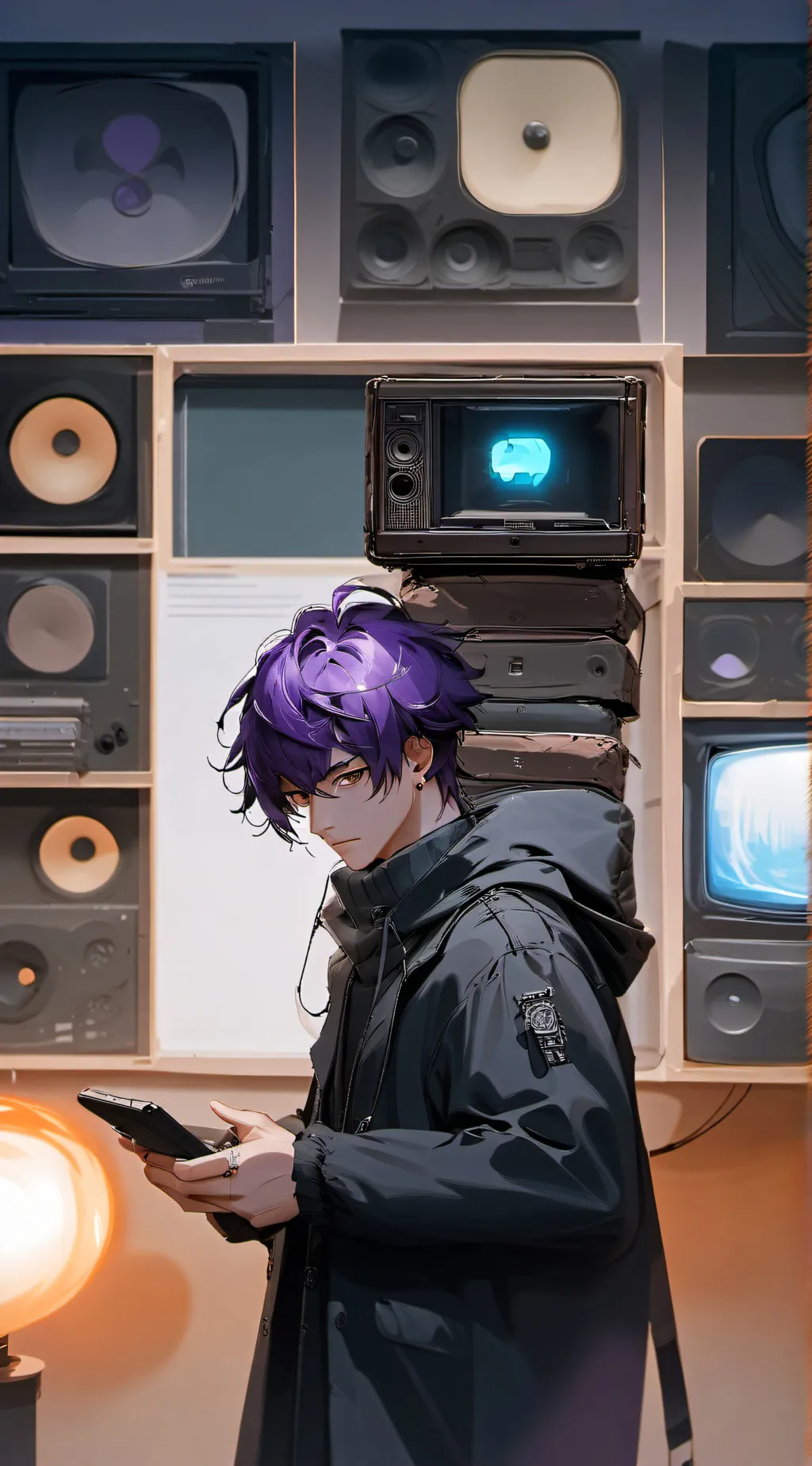 ai character: shadow tv man background