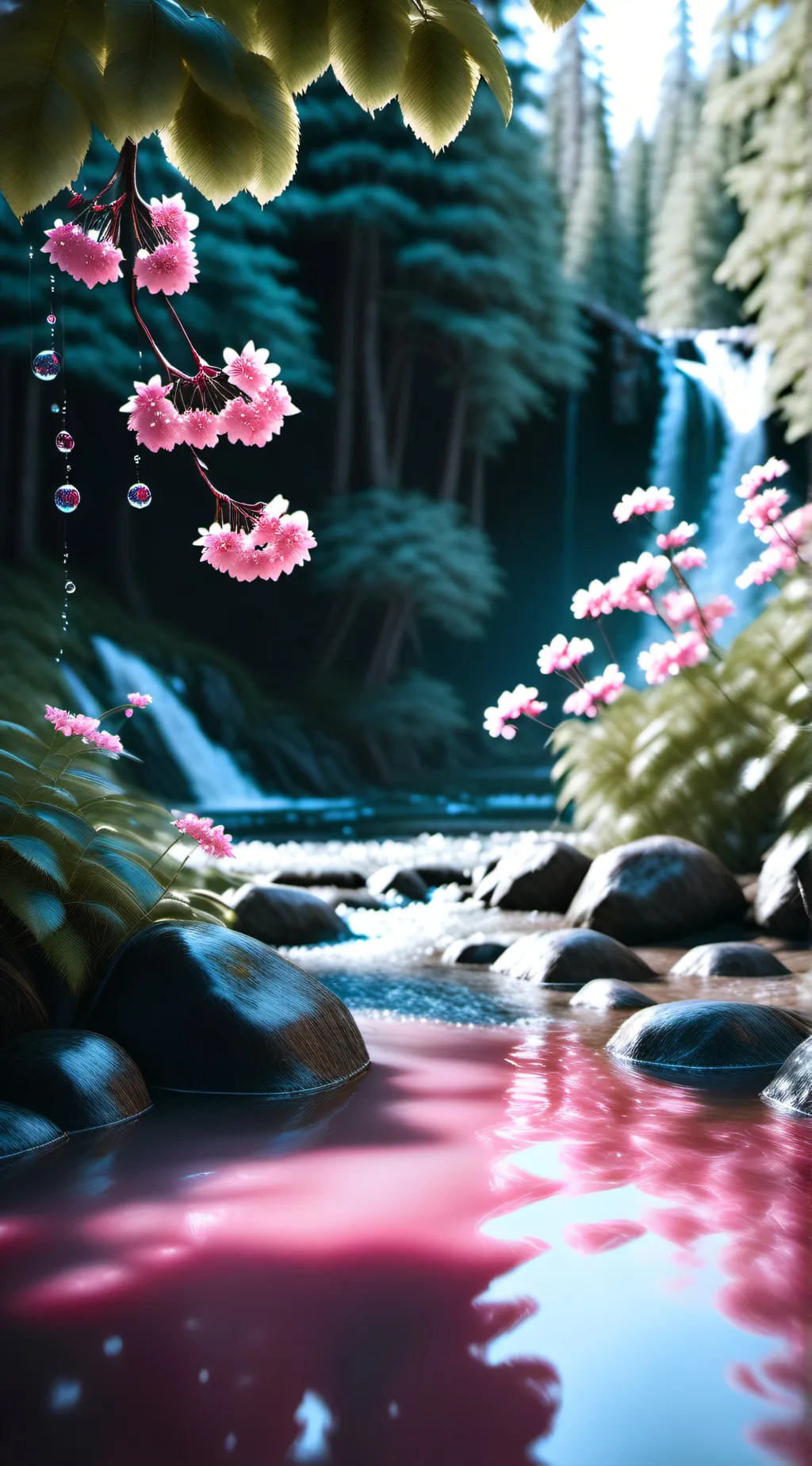 ai character: Pink Living Forest background