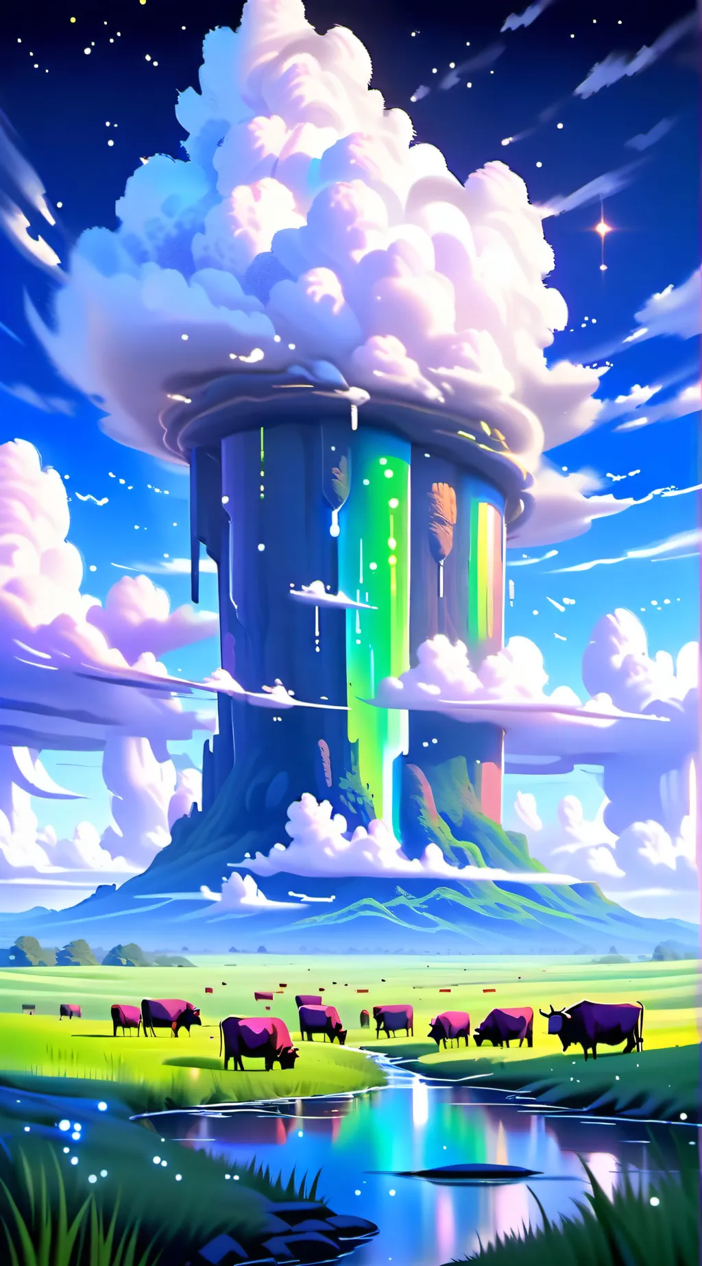 ai character: Hazbin beach day background