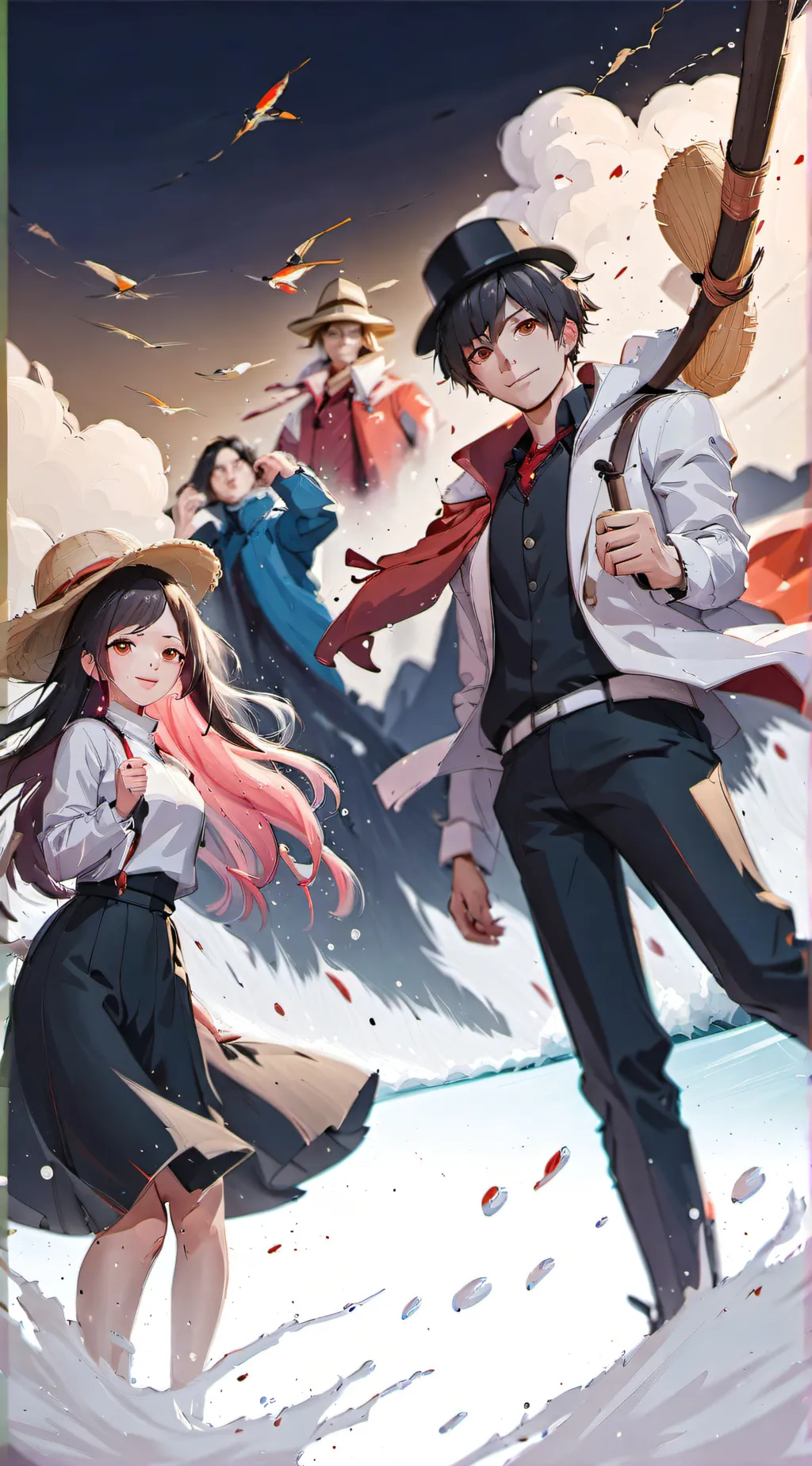ai character: straw hats  background