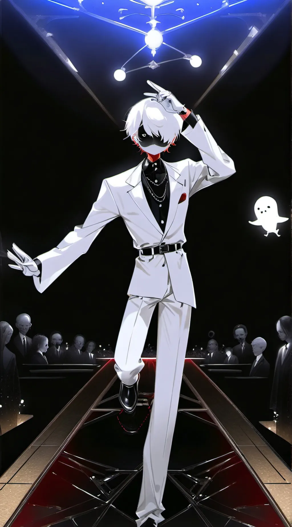 ai character: The red eyes ghost background
