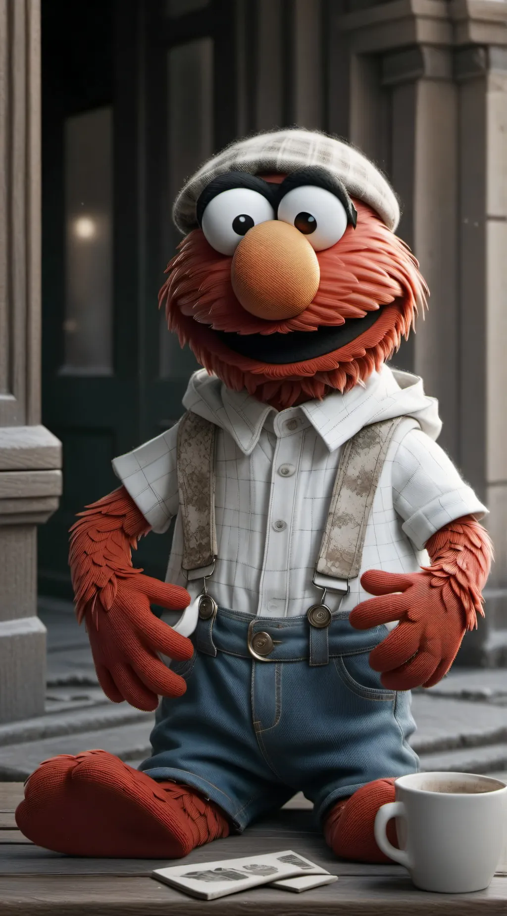 ai character: elmobutmuppetbaby background