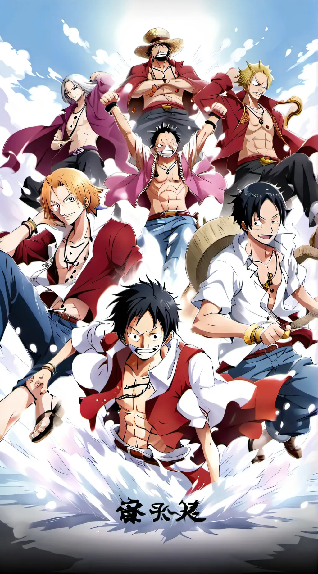 ai character: one piece beach background