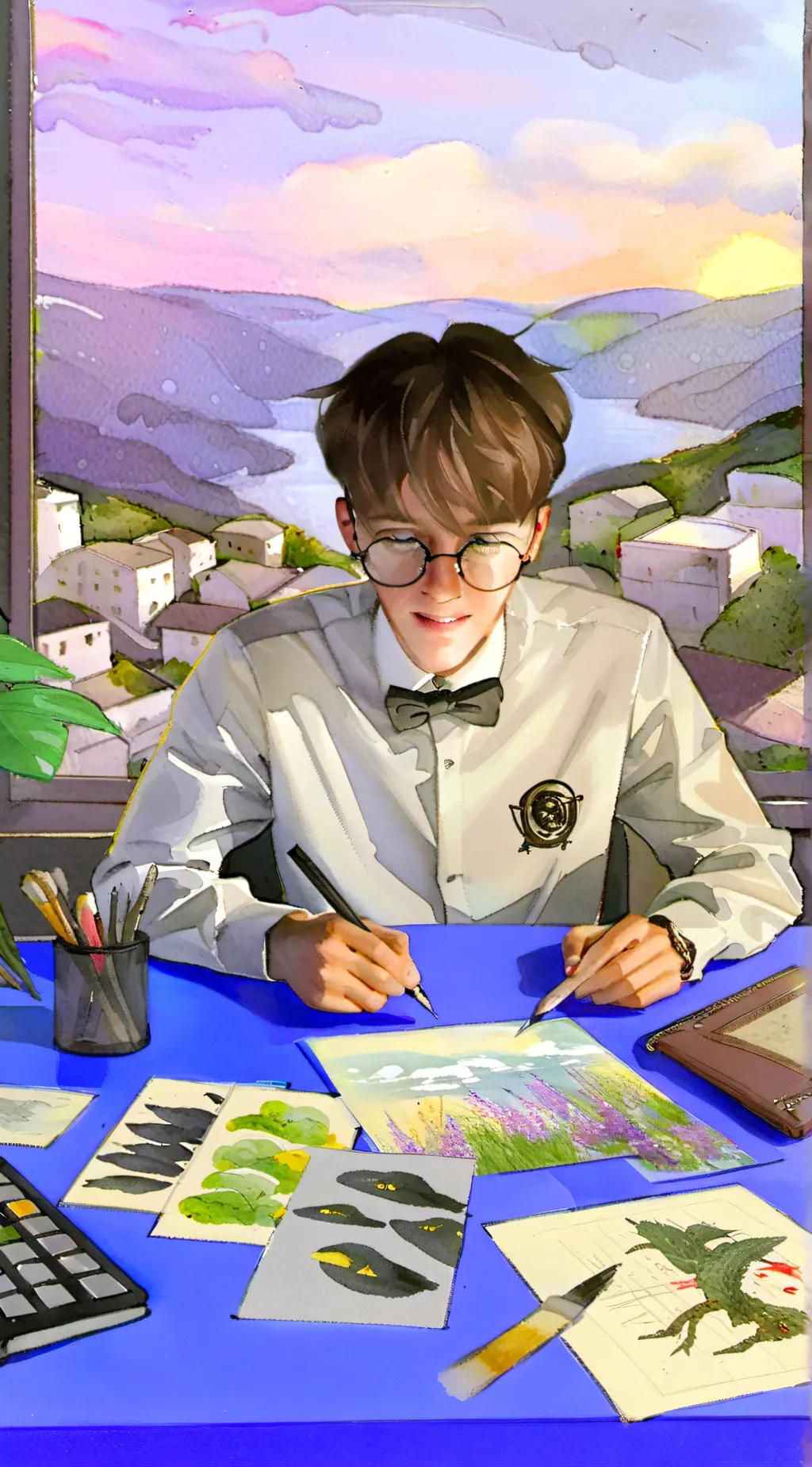 ai character: Nerd boy background