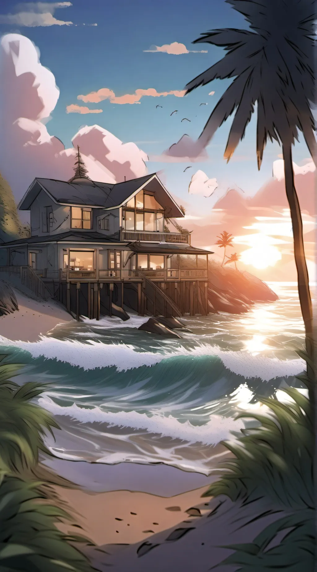 ai character: Beach party!  background