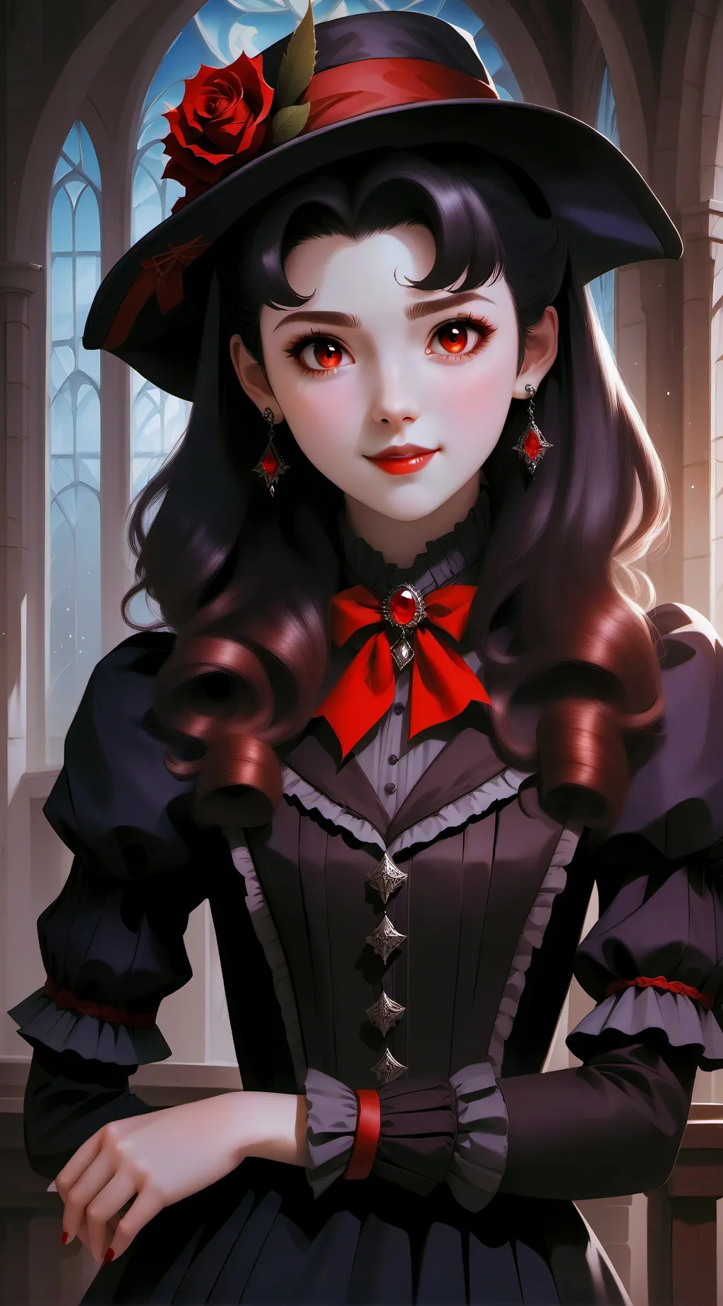 ai character: Mary Dracula  background