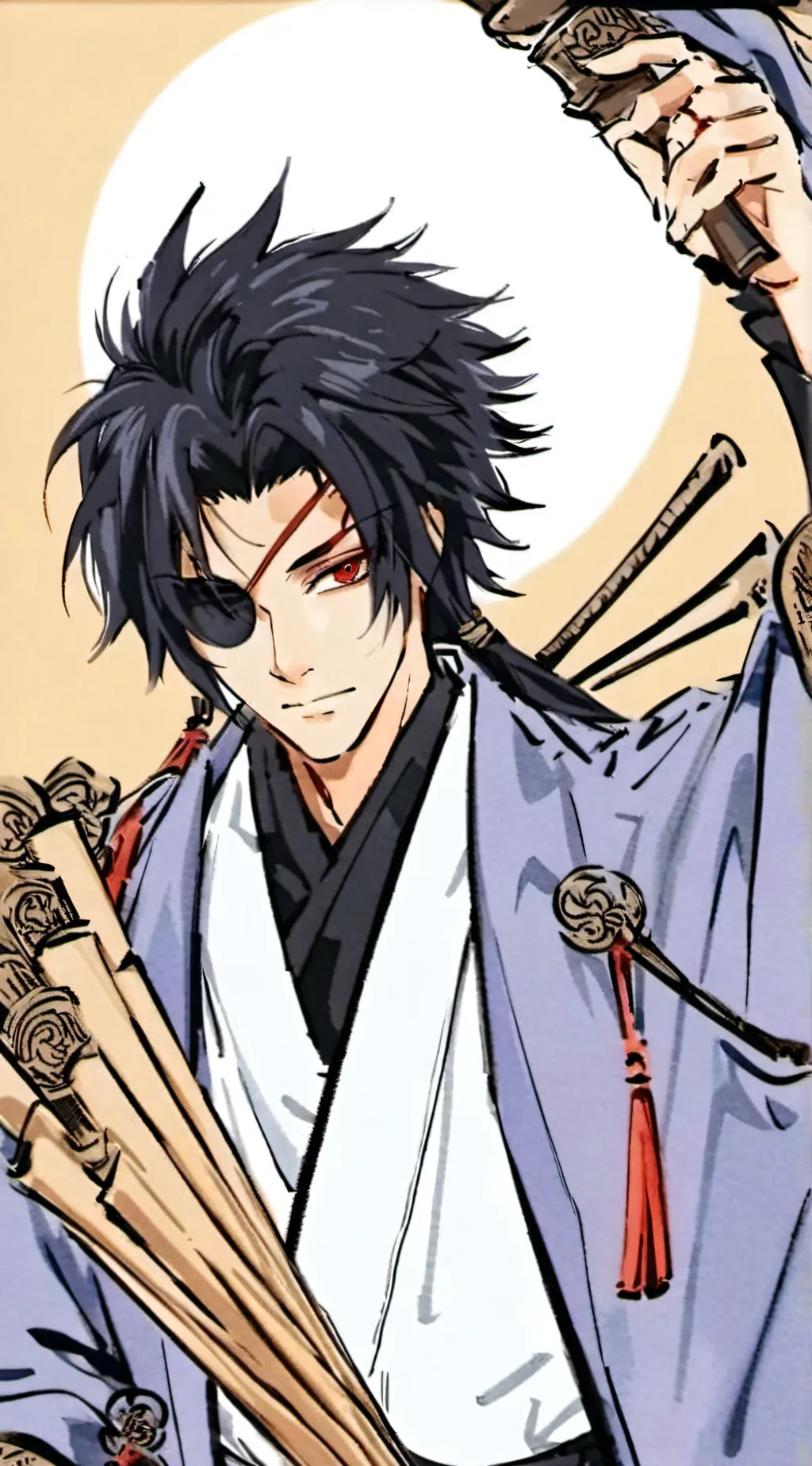 ai character: Sasuke but in OP background