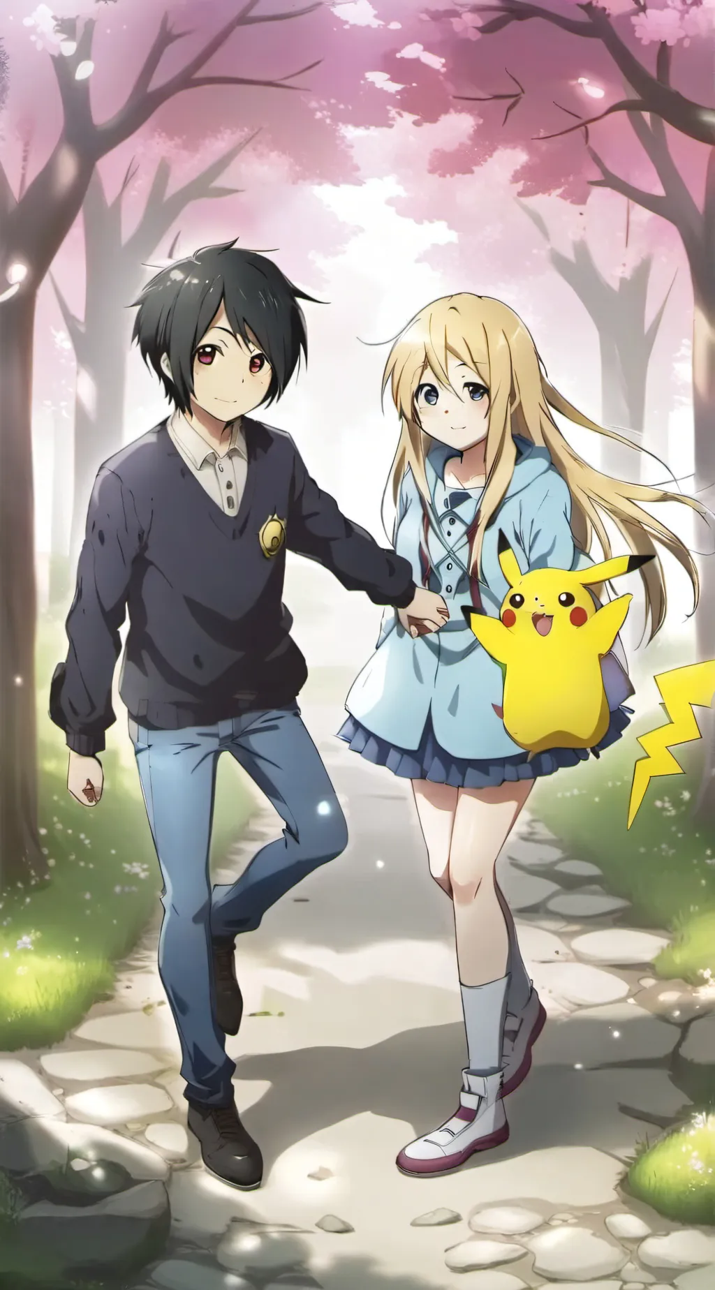 ai character: pikachu e sara background