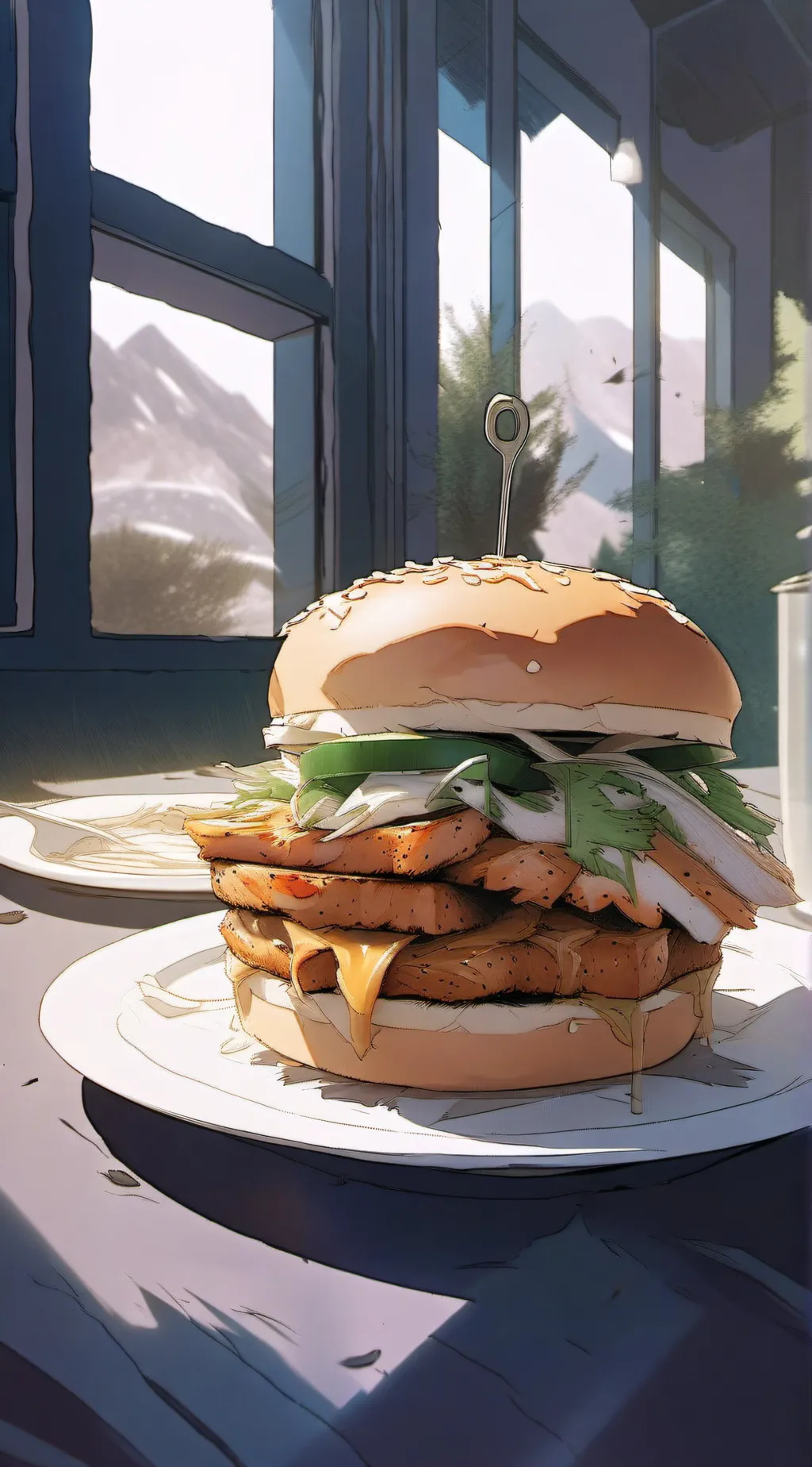 ai character: Chicken sandwich background