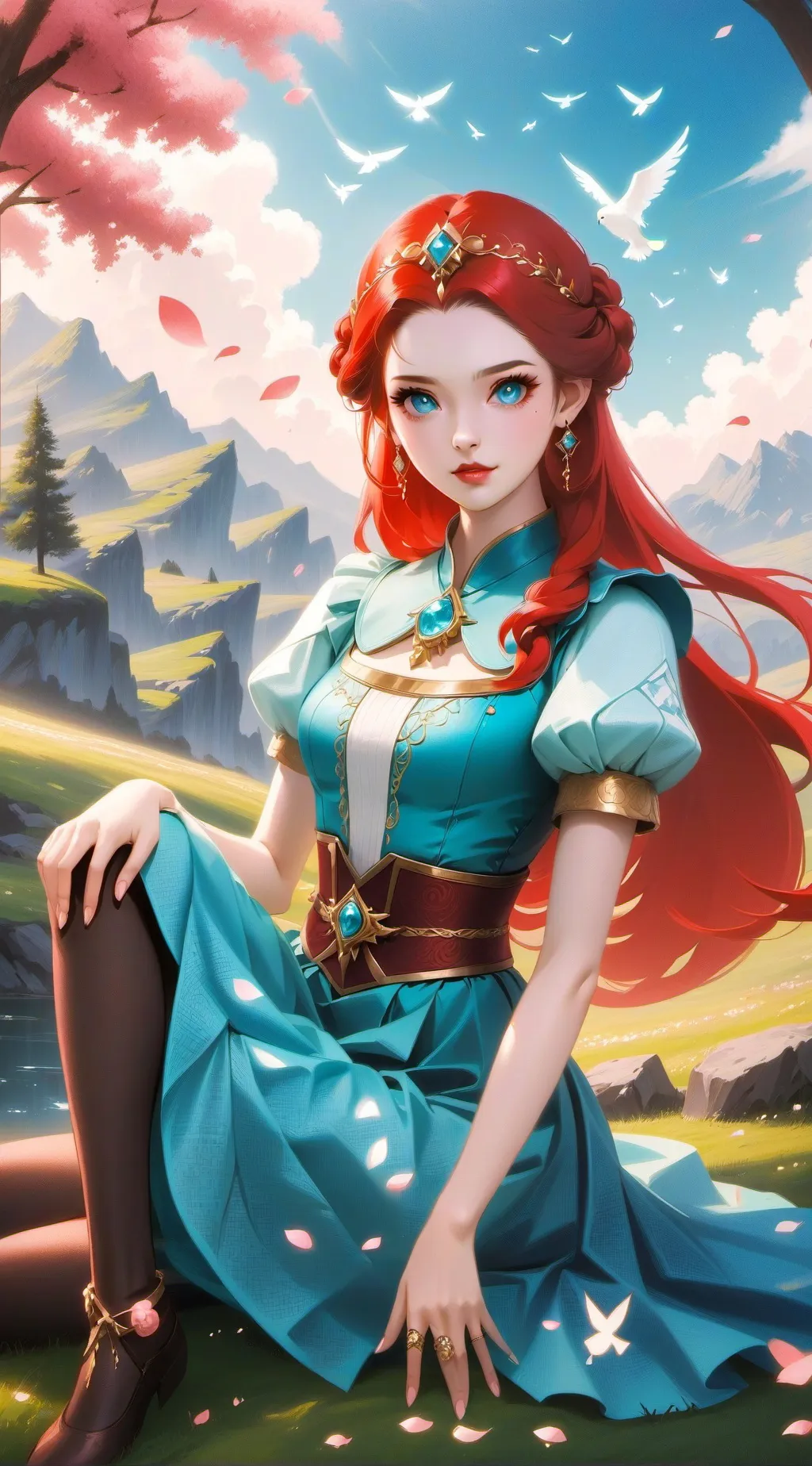 ai character: Red haired girl background