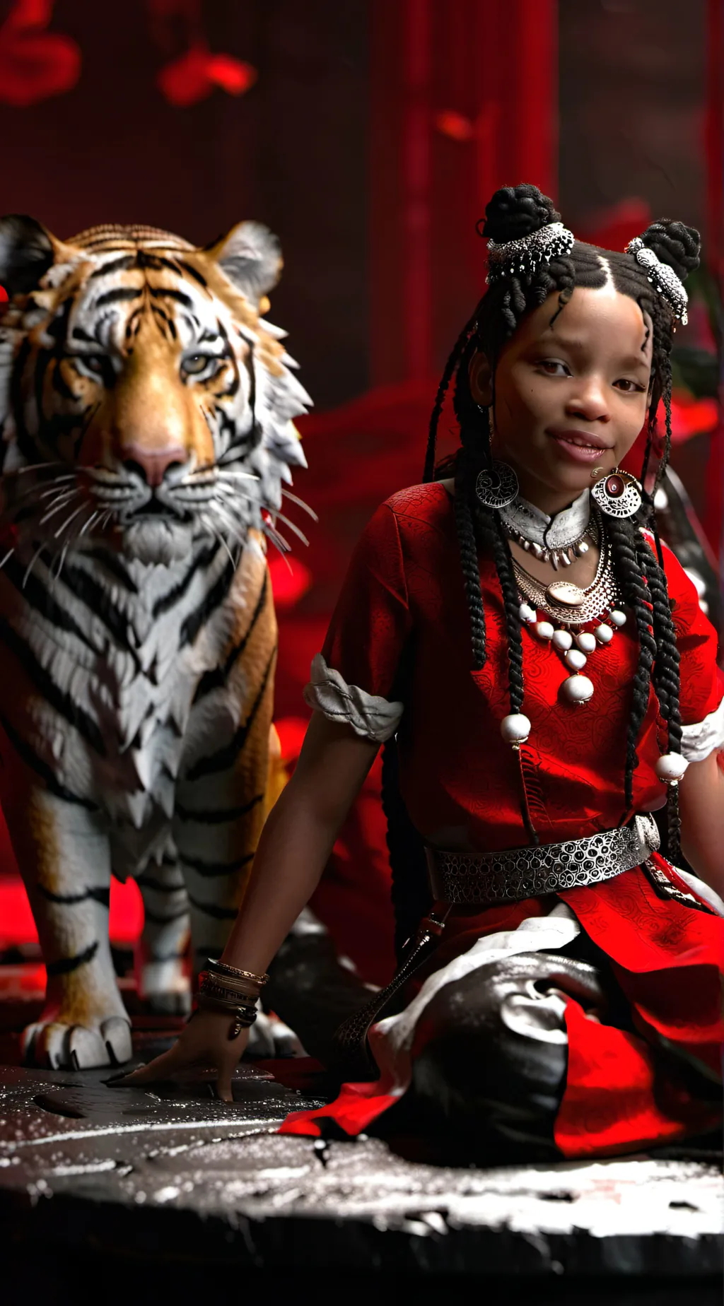 ai character: Tiger girl background