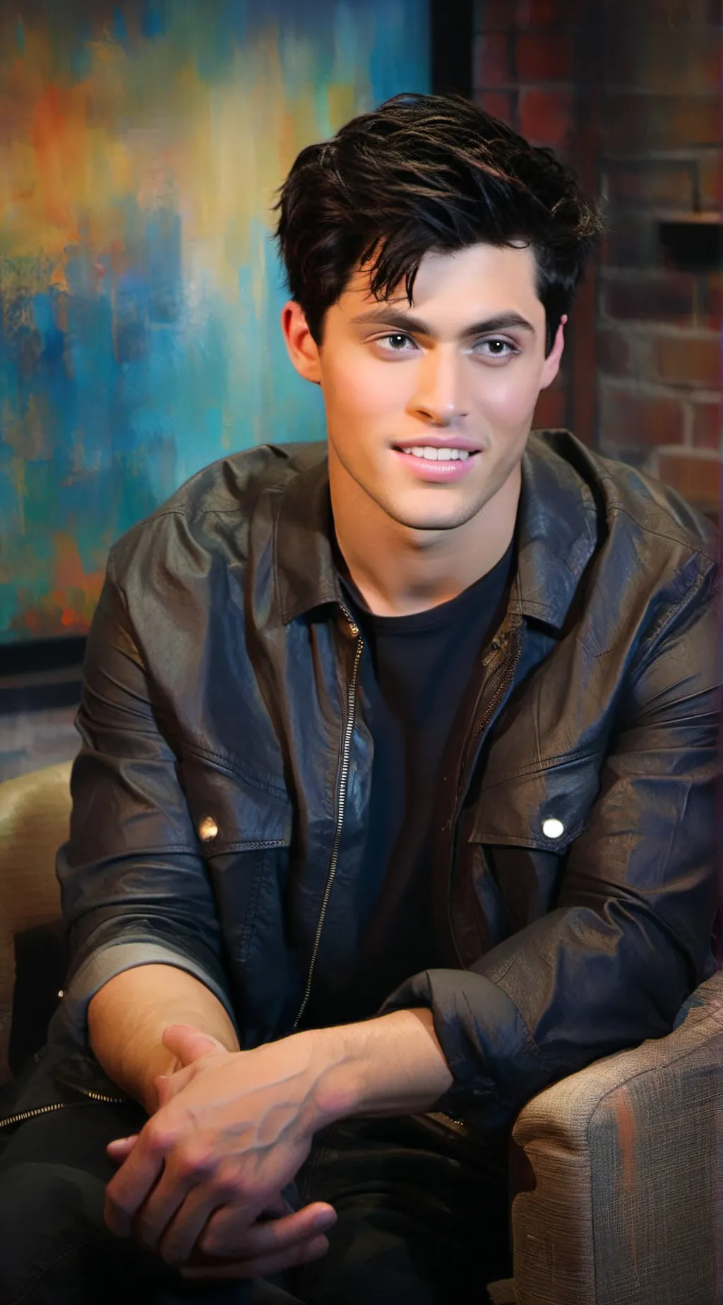 ai character: Matthew daddario  background