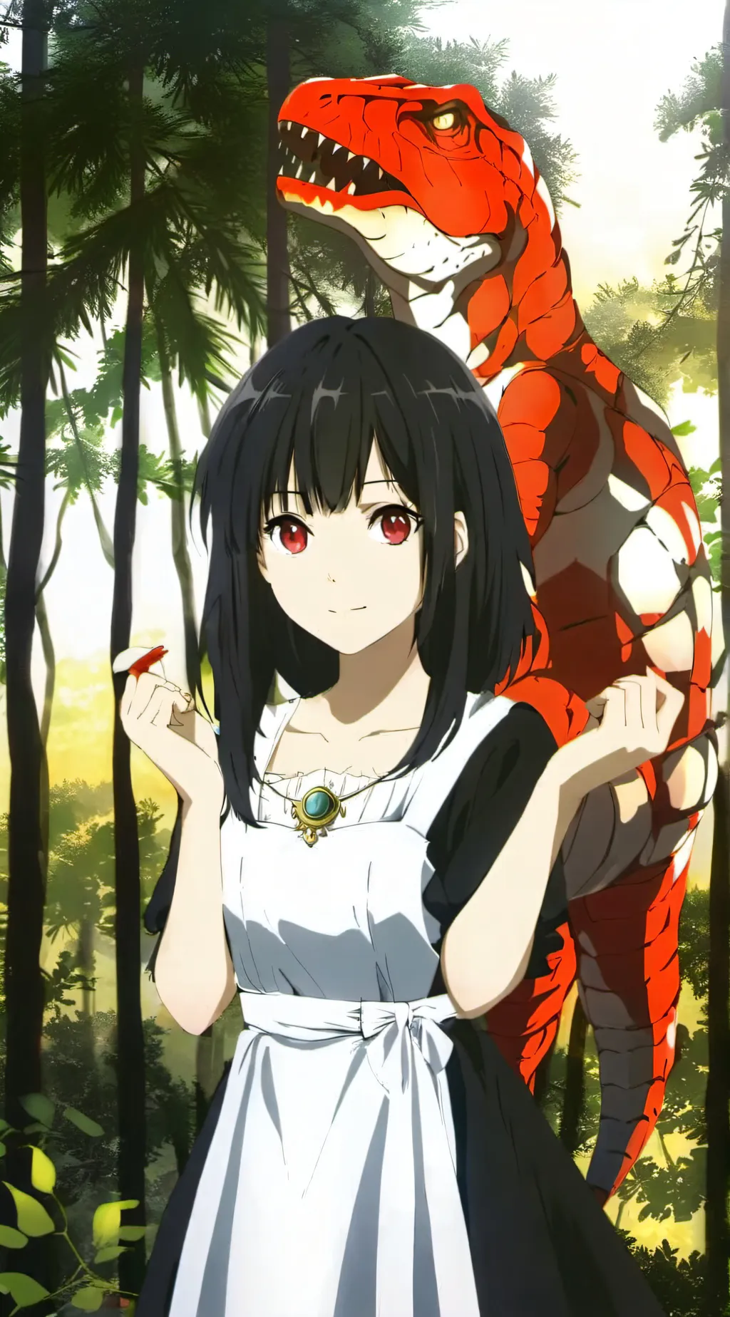 ai character: female T-Rex background