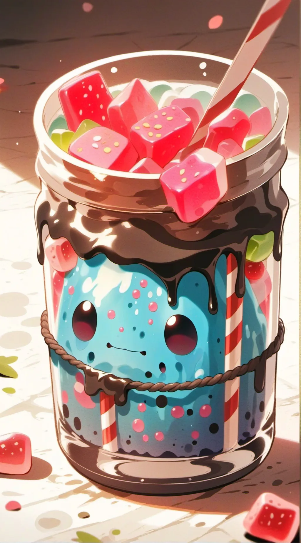 ai character: milkshake  background