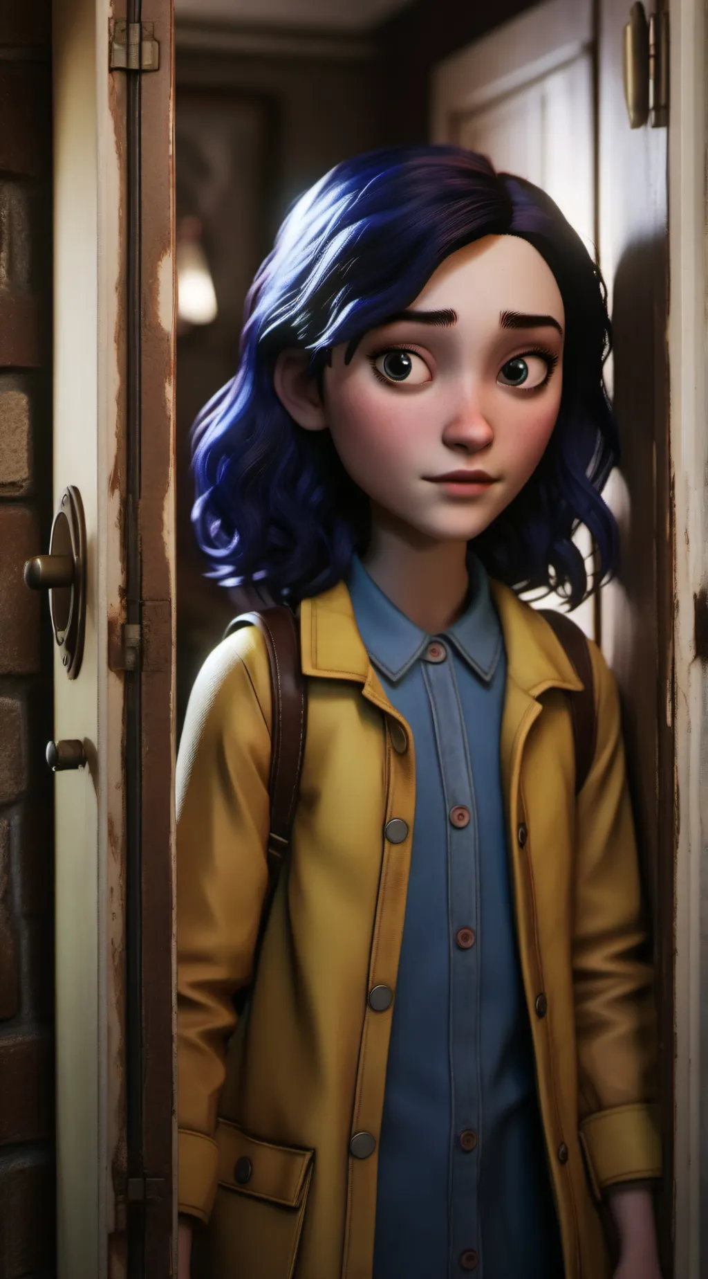 ai character: Coraline  background