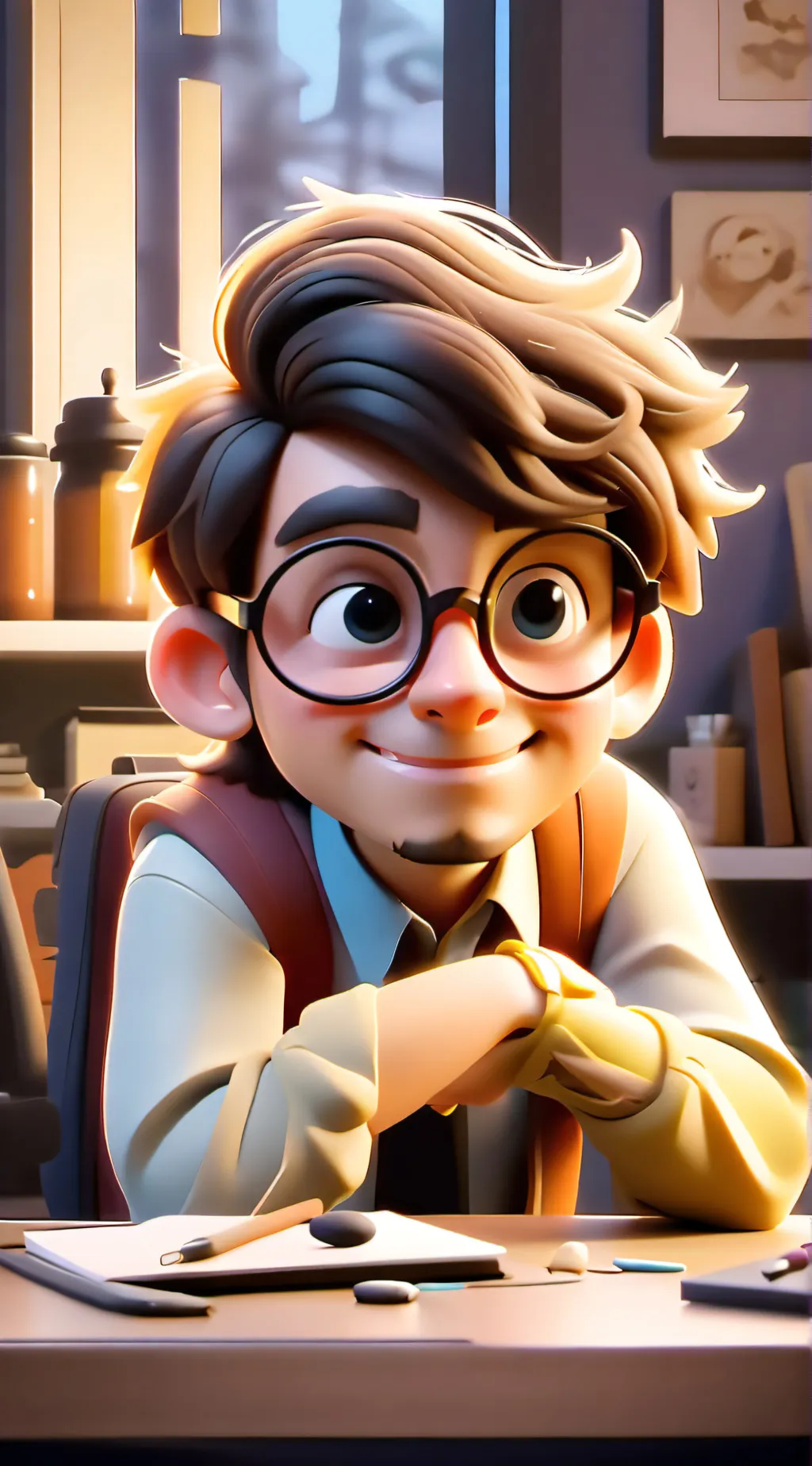 ai character: NEEERDDDD background