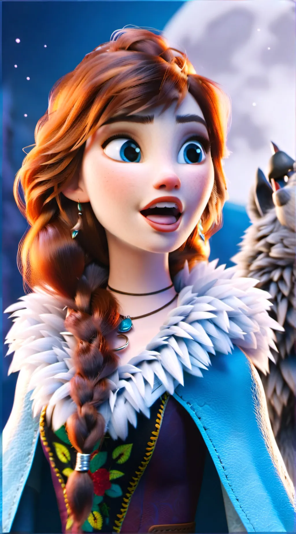 ai character: Anna from Frozen  background