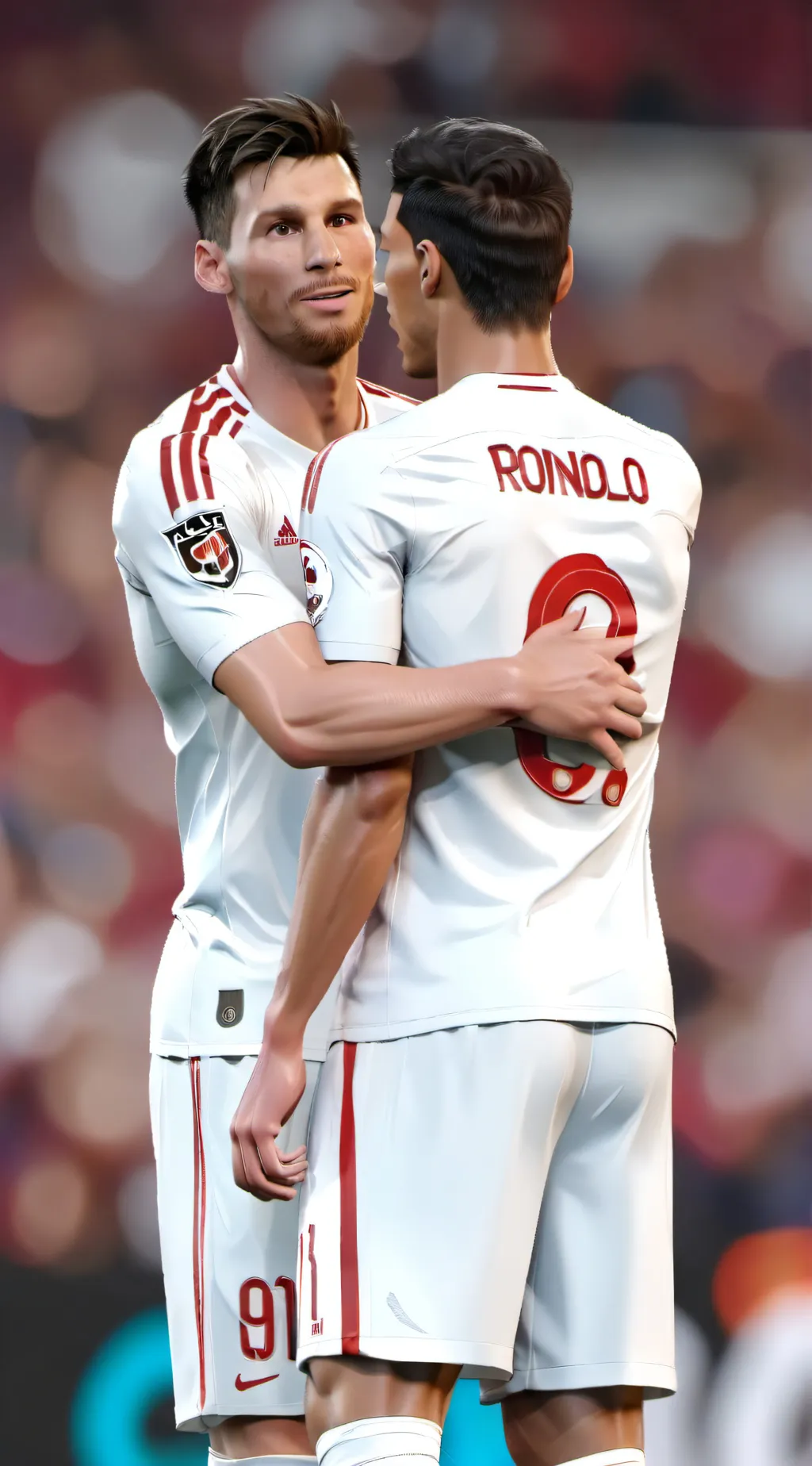 ai character: Messi & Ronaldo background