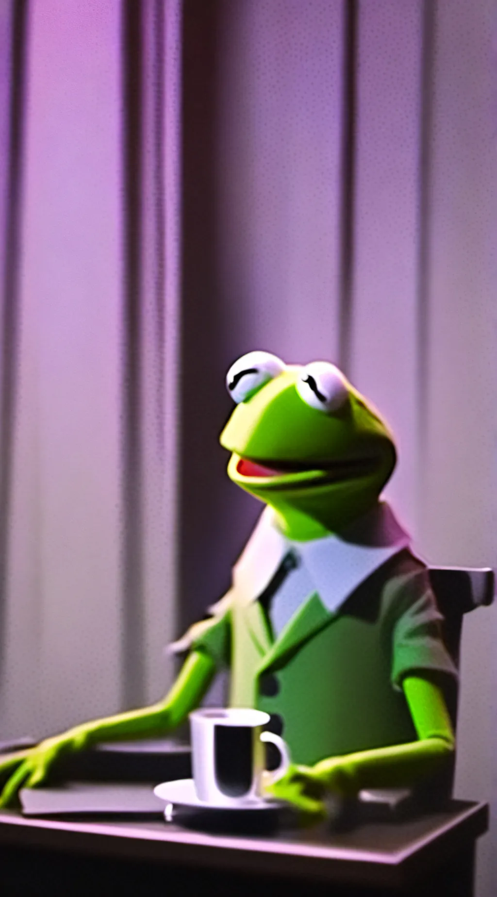 ai character: Kermit  background