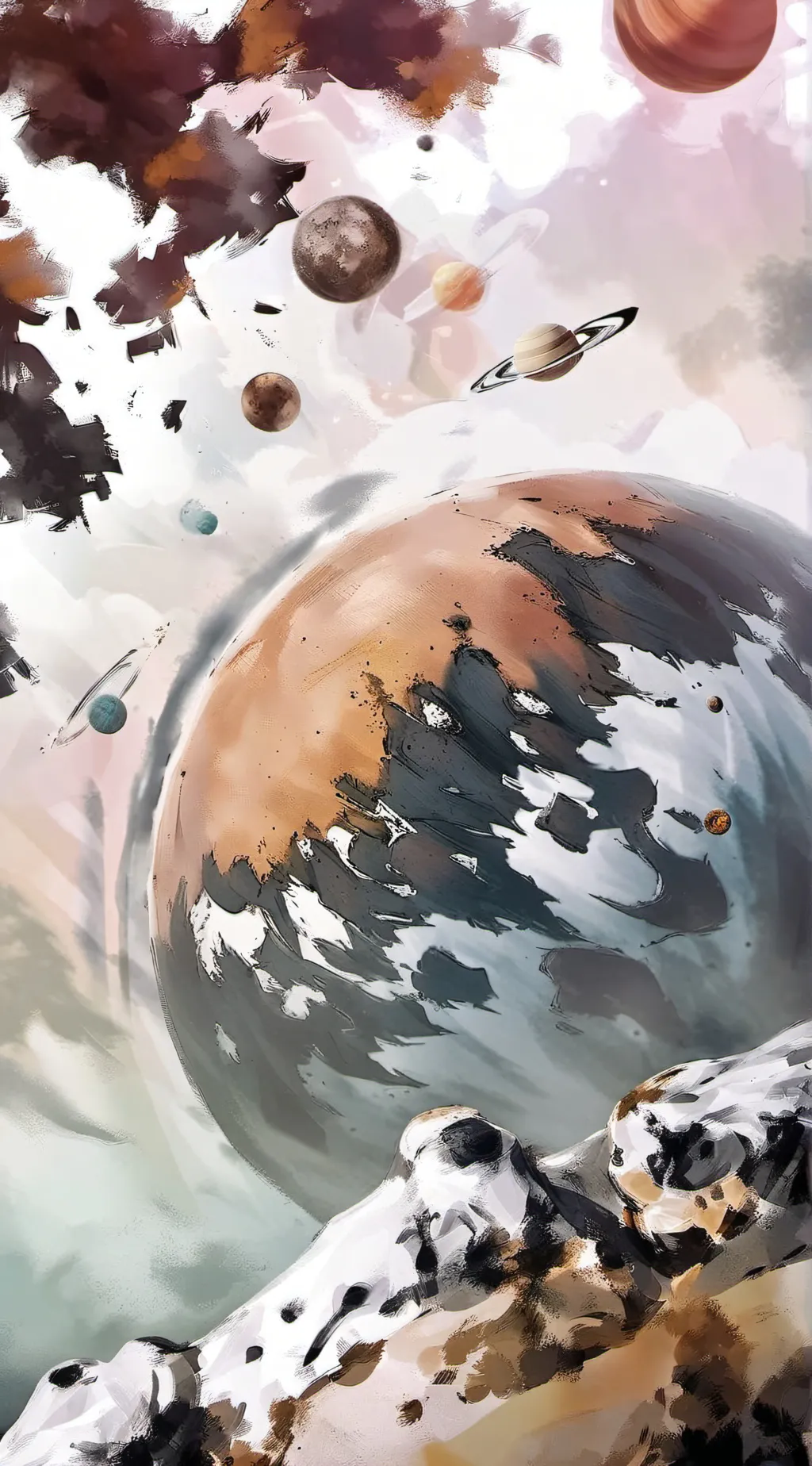 ai character: planets background