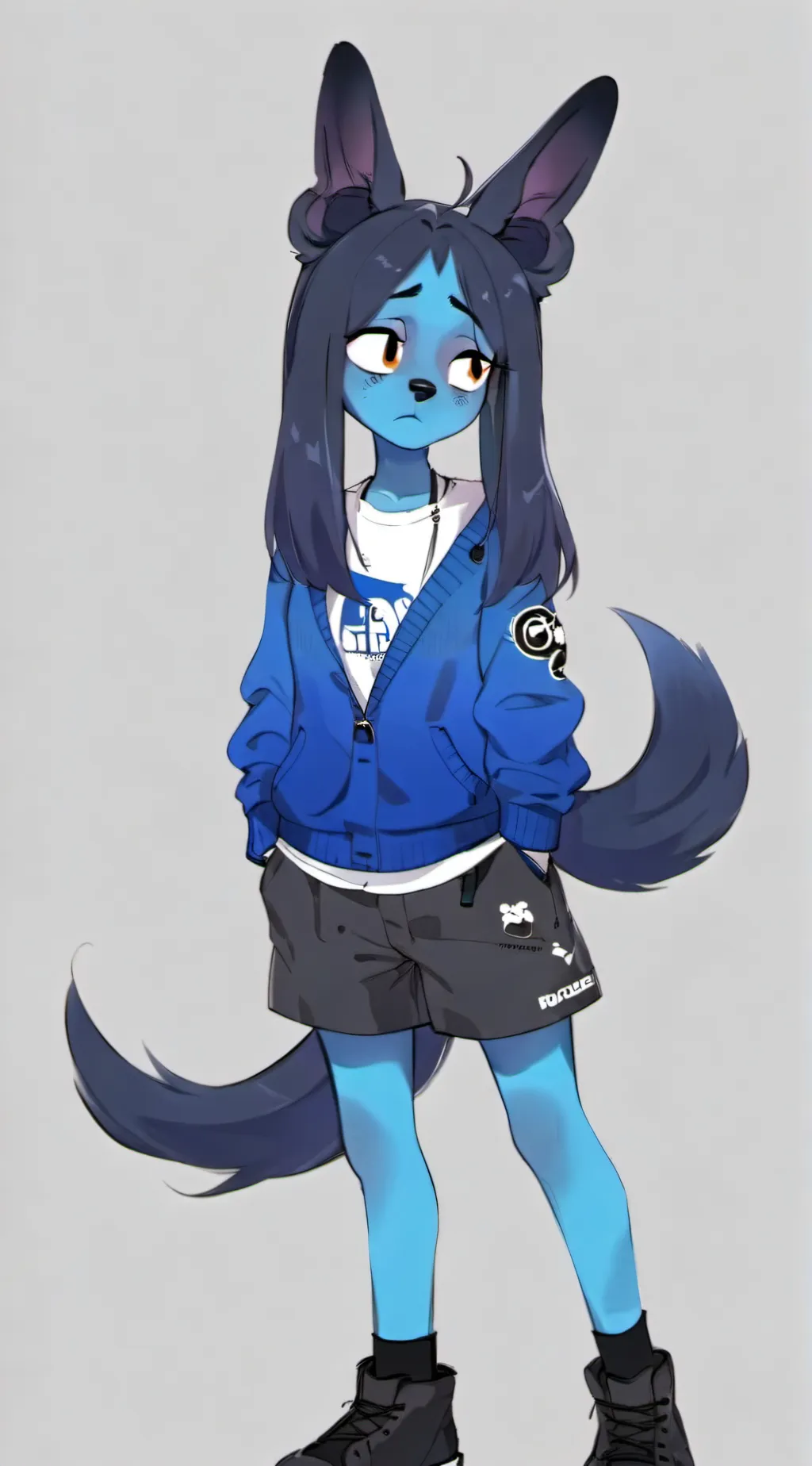 ai character: Dogpressed  background
