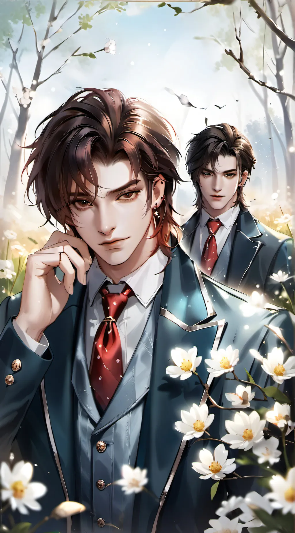 ai character: Fred and George,  background