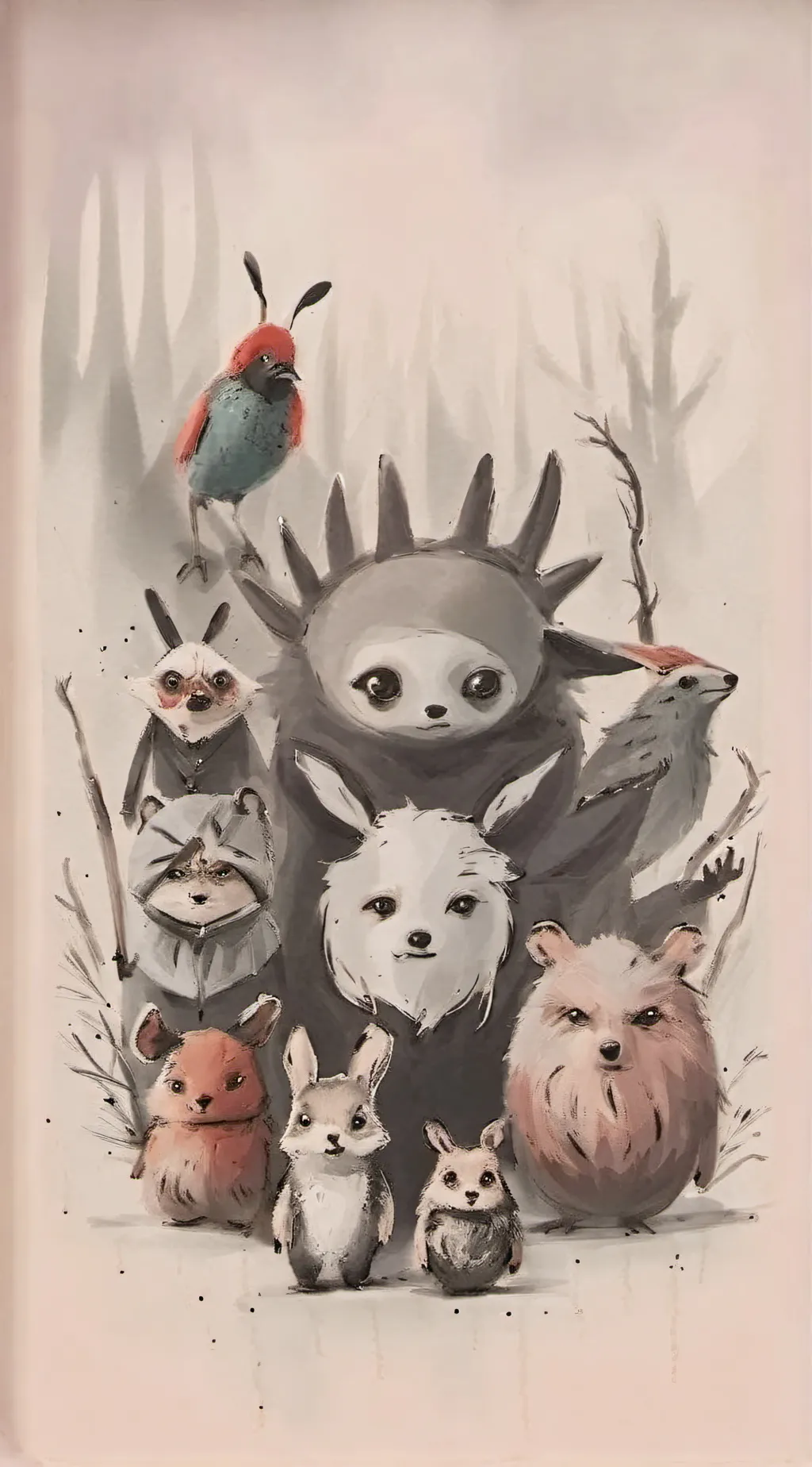 ai character: Smiling critters background