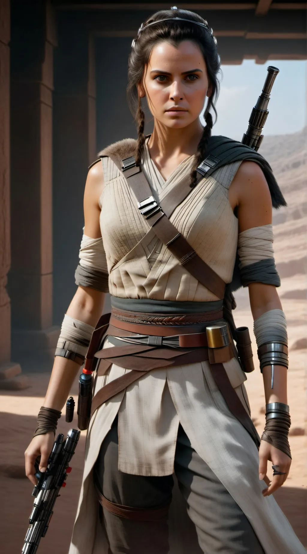 ai character: Rey skywalker  background