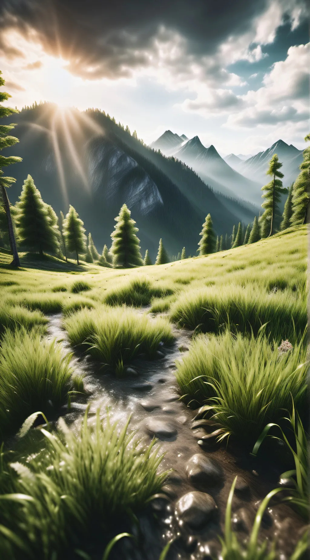 ai character: Green greeen grass background