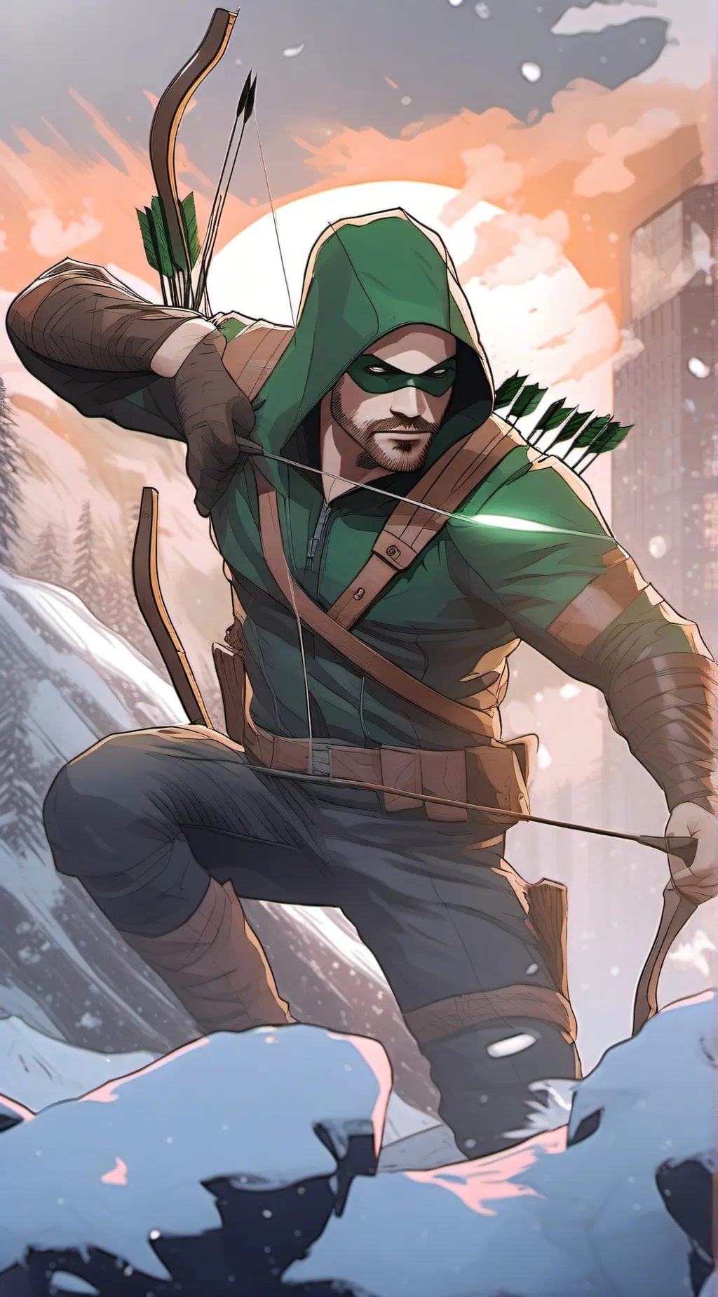 ai character: green arrow  background