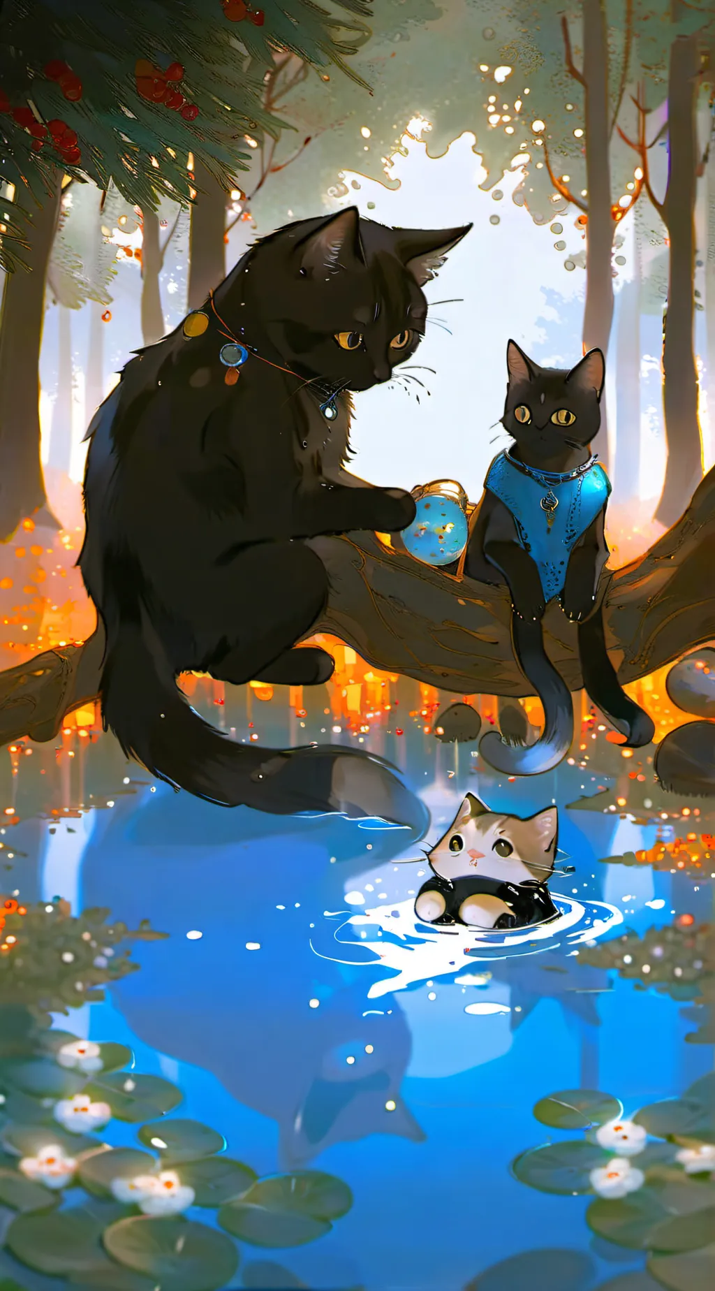 ai character: kitten drowning  background