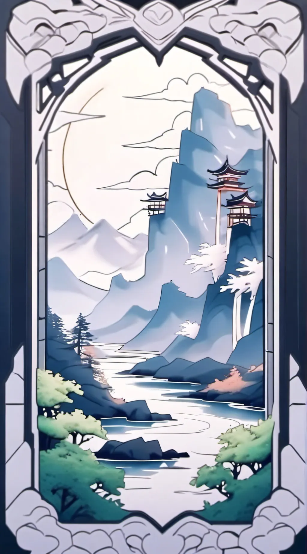 ai character: espíritu Montañas background