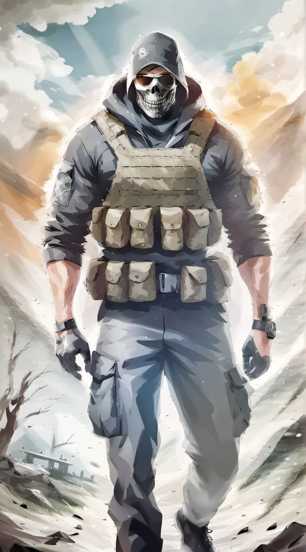 ai character: Ghost  background