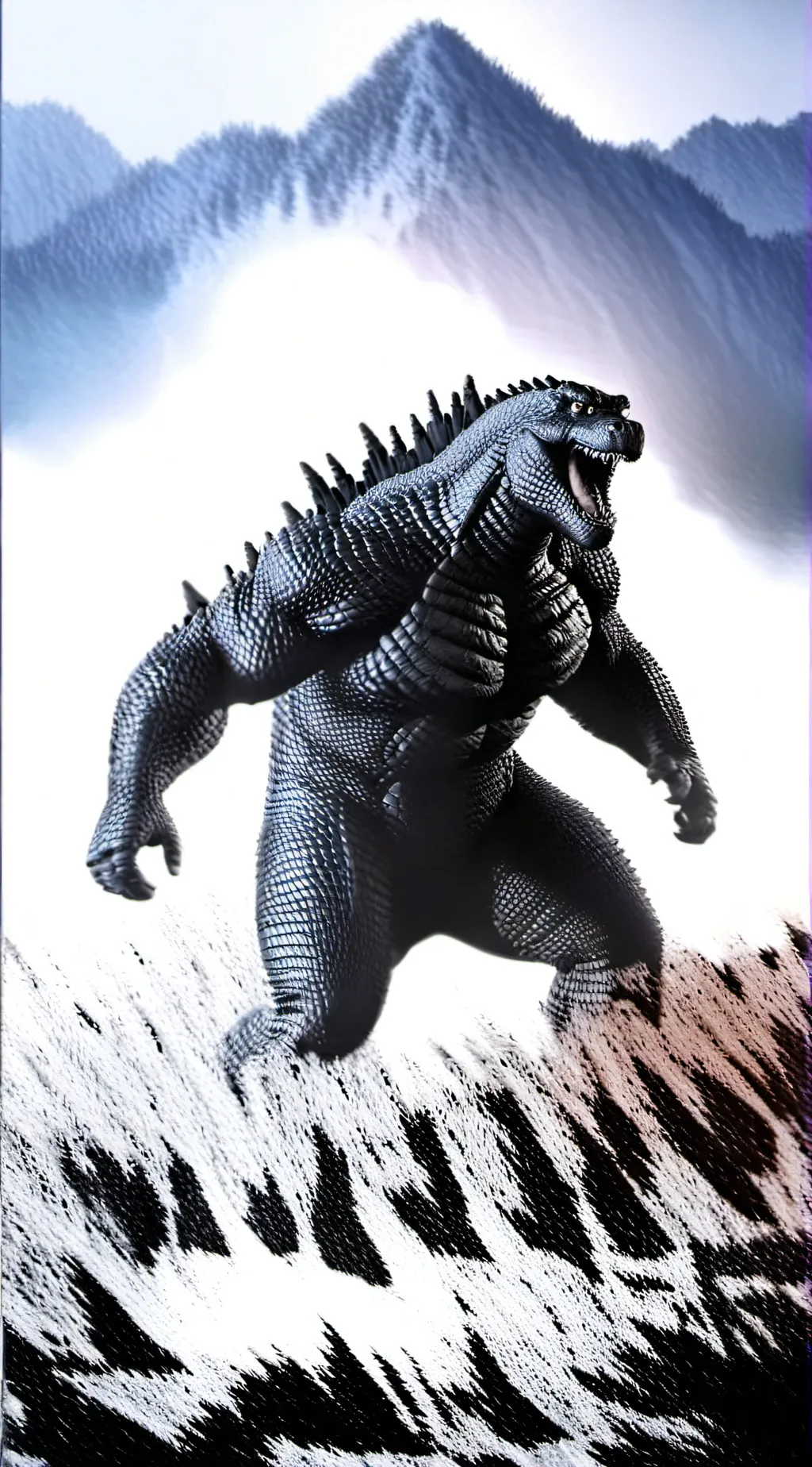 ai character: Godzilla  background