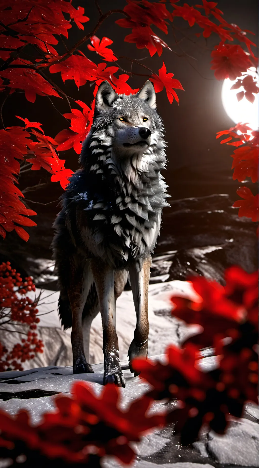 ai character: adult wolf background