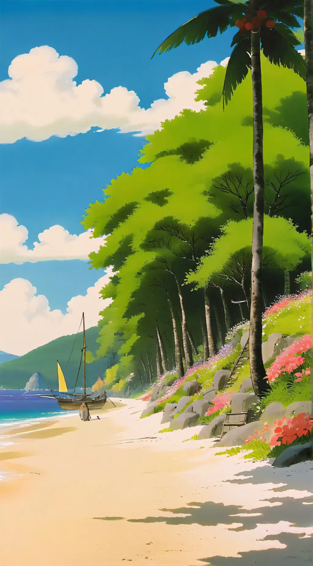 ai character: Hashira beach day! background