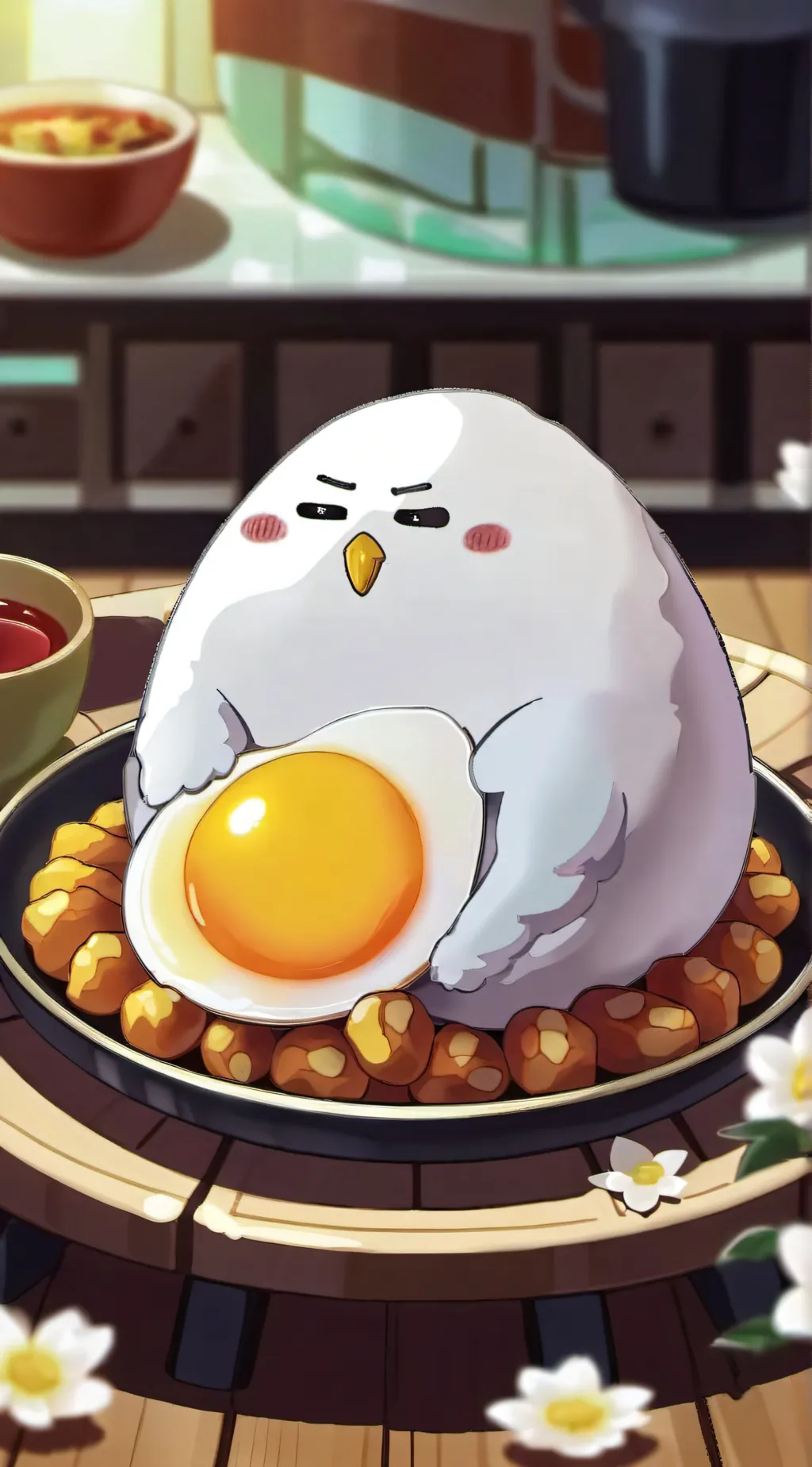 ai character: 💛Gudetama🤍 background