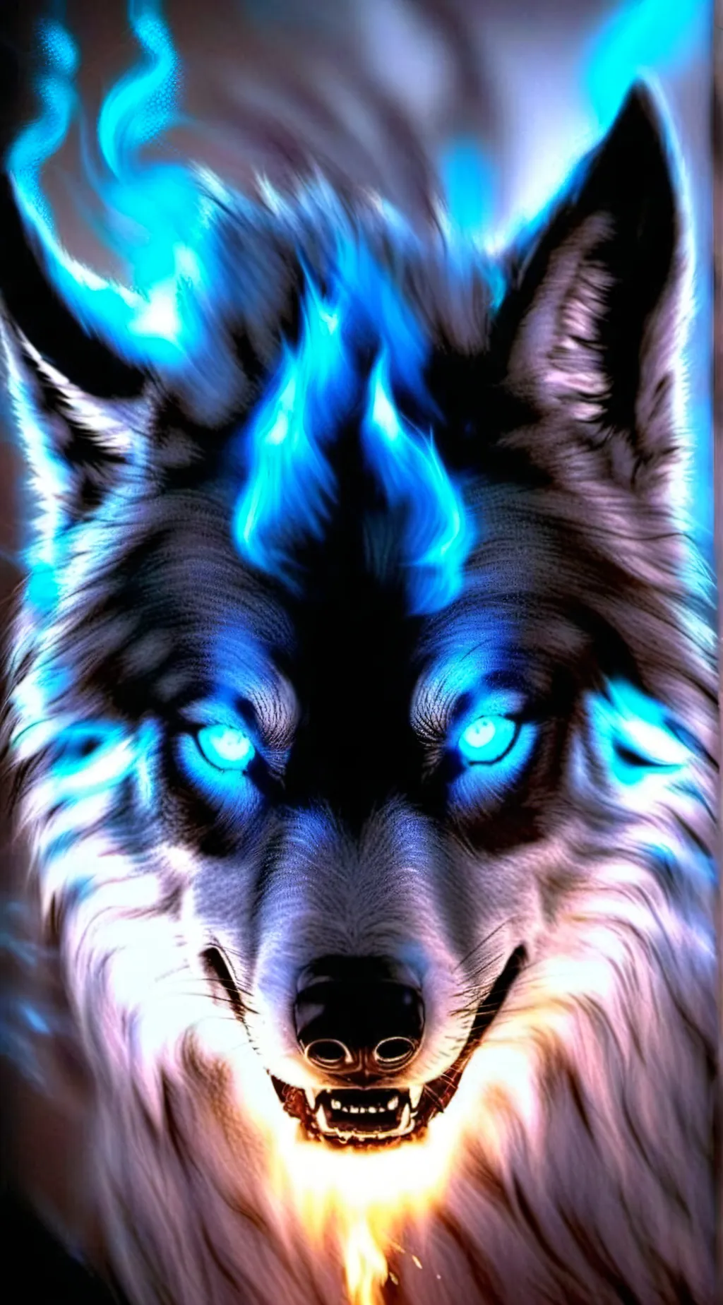 ai character: Young Fire wolf background