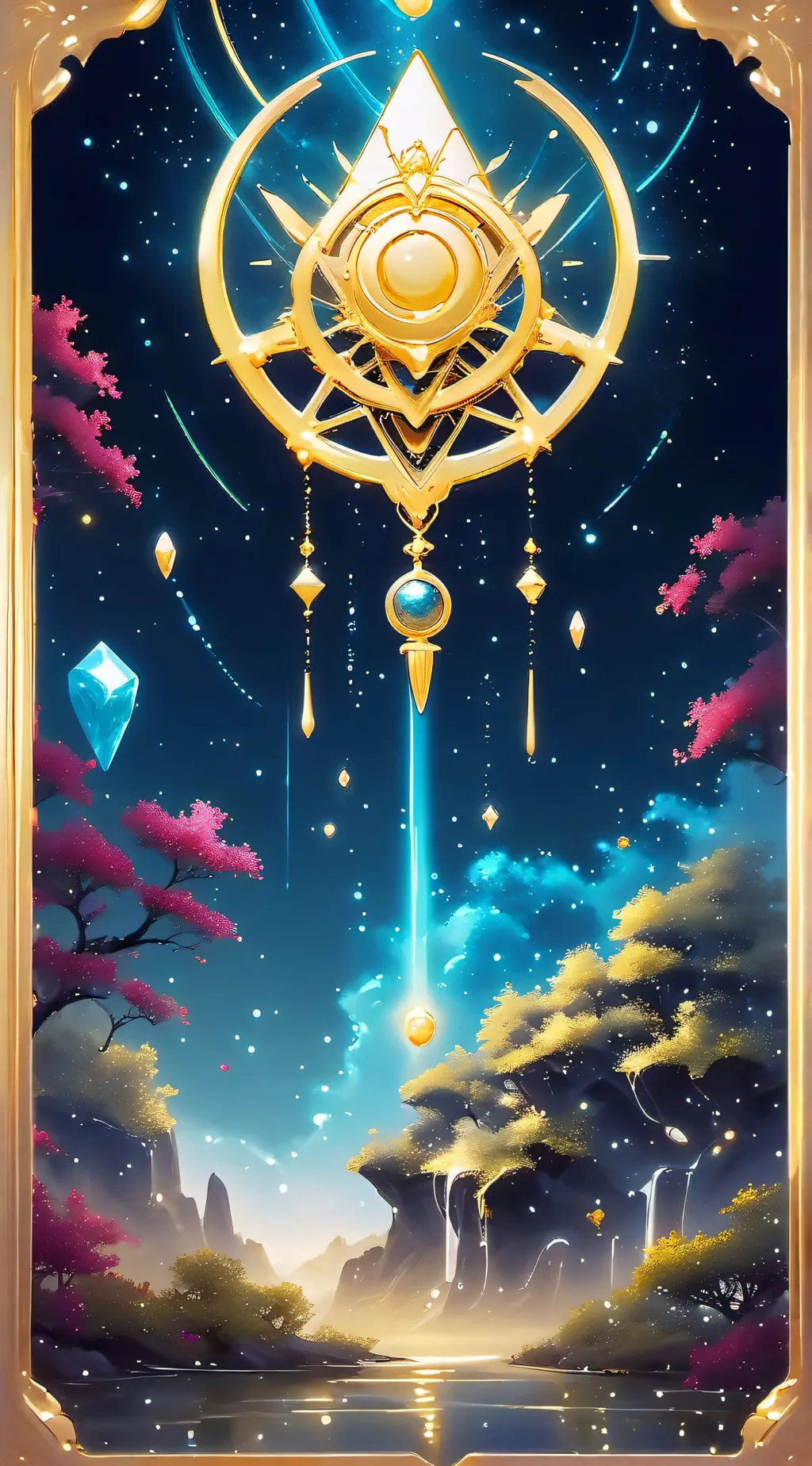 ai character: Golden gem background