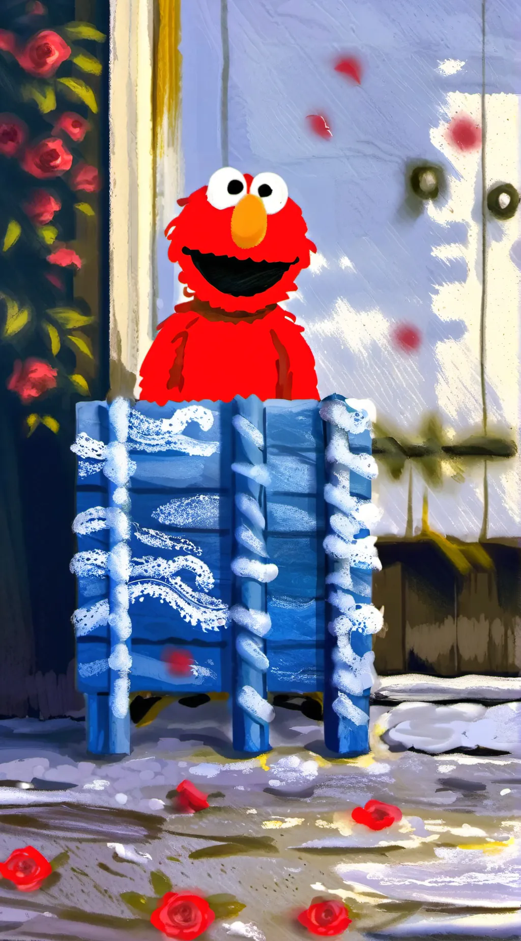 ai character: Elmo.. background