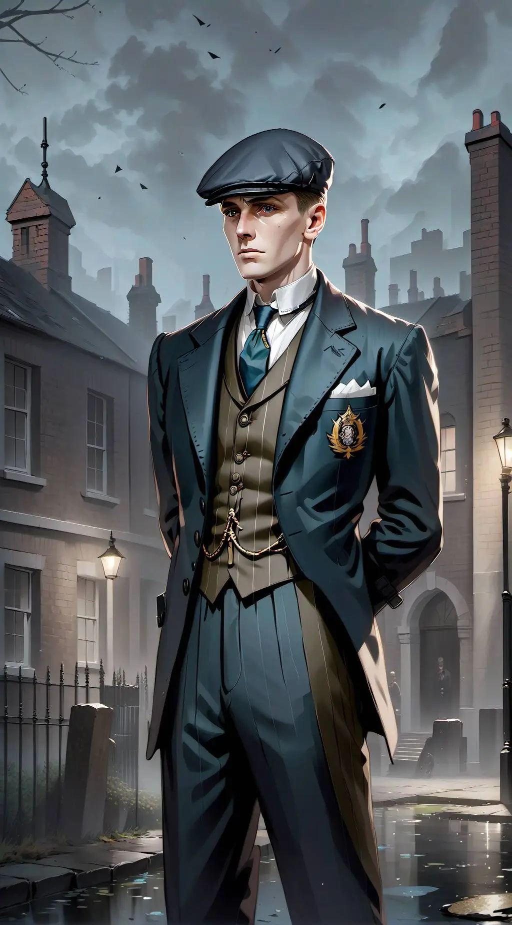 ai character: Thomas Shelby  background