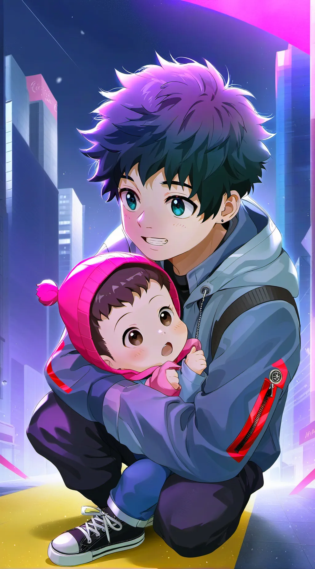 ai character: deku + uraraka bab background
