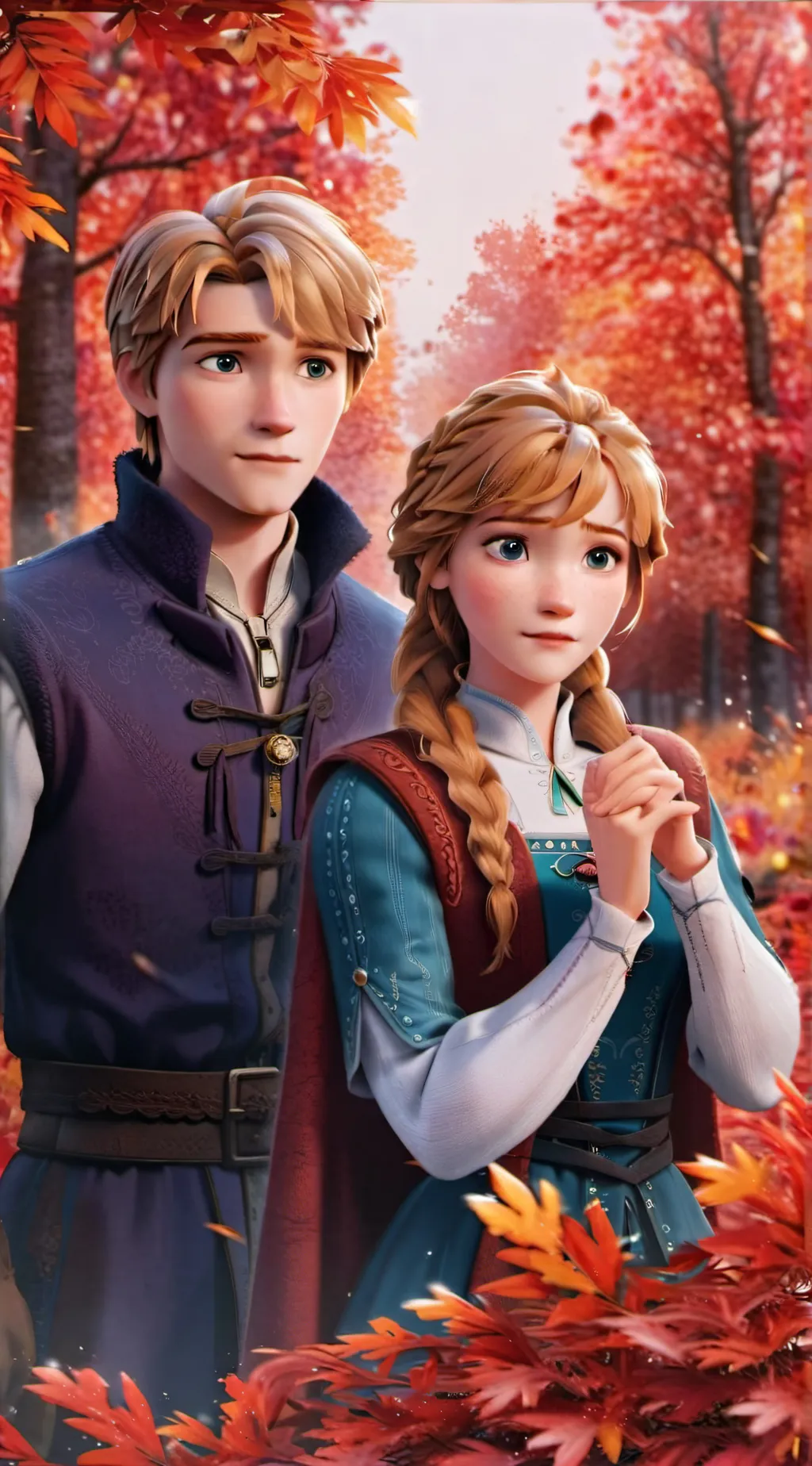 ai character: Anna and kristoff  background