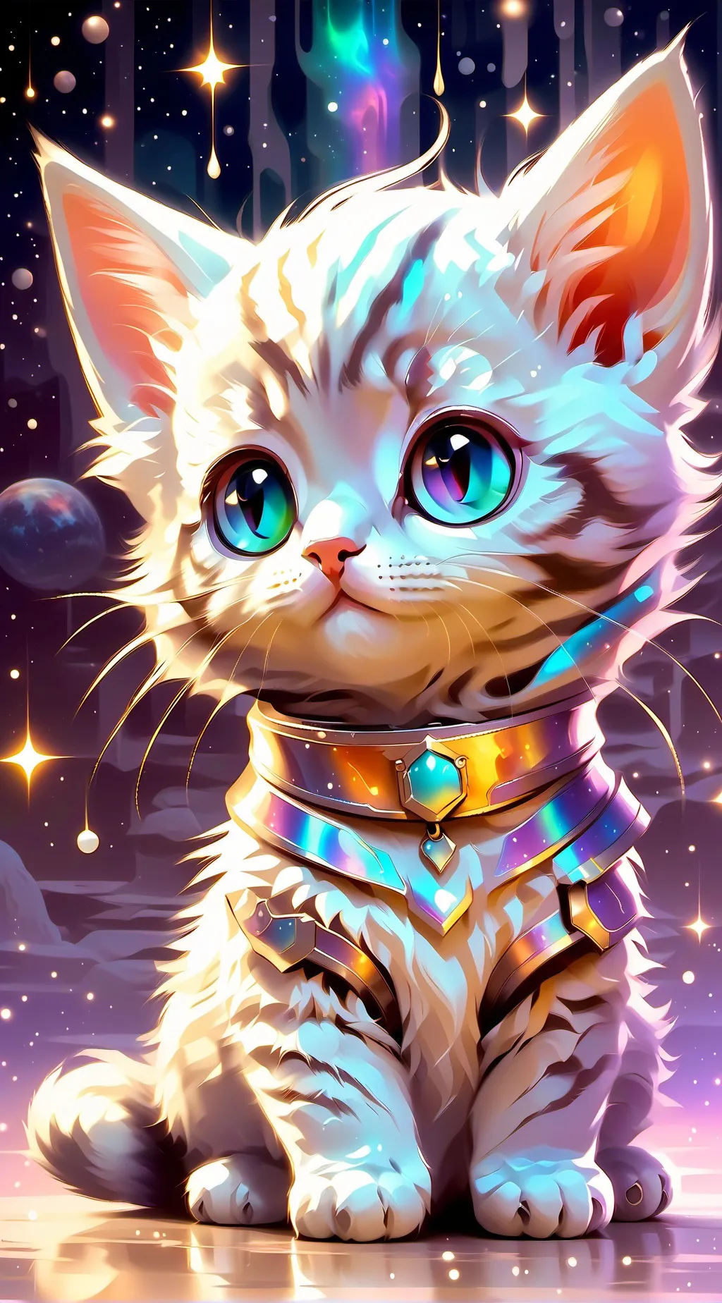 ai character: Galaxy kitten background