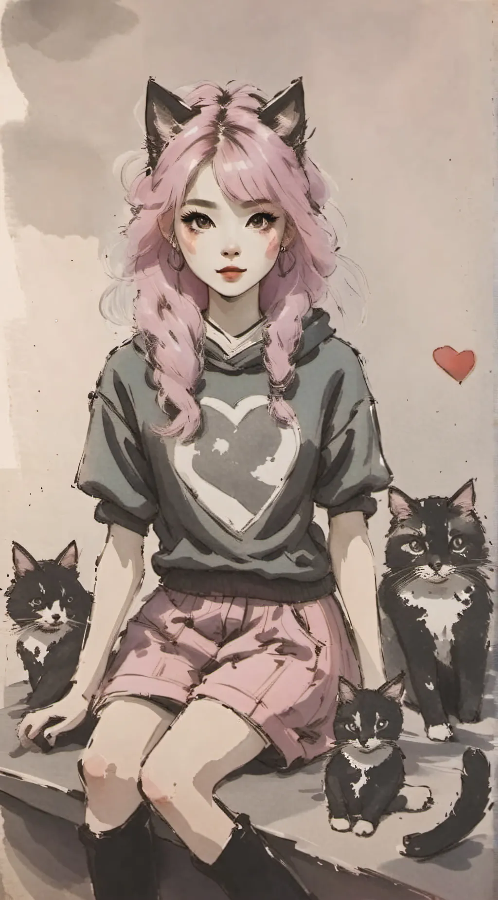ai character: Cat girl  background