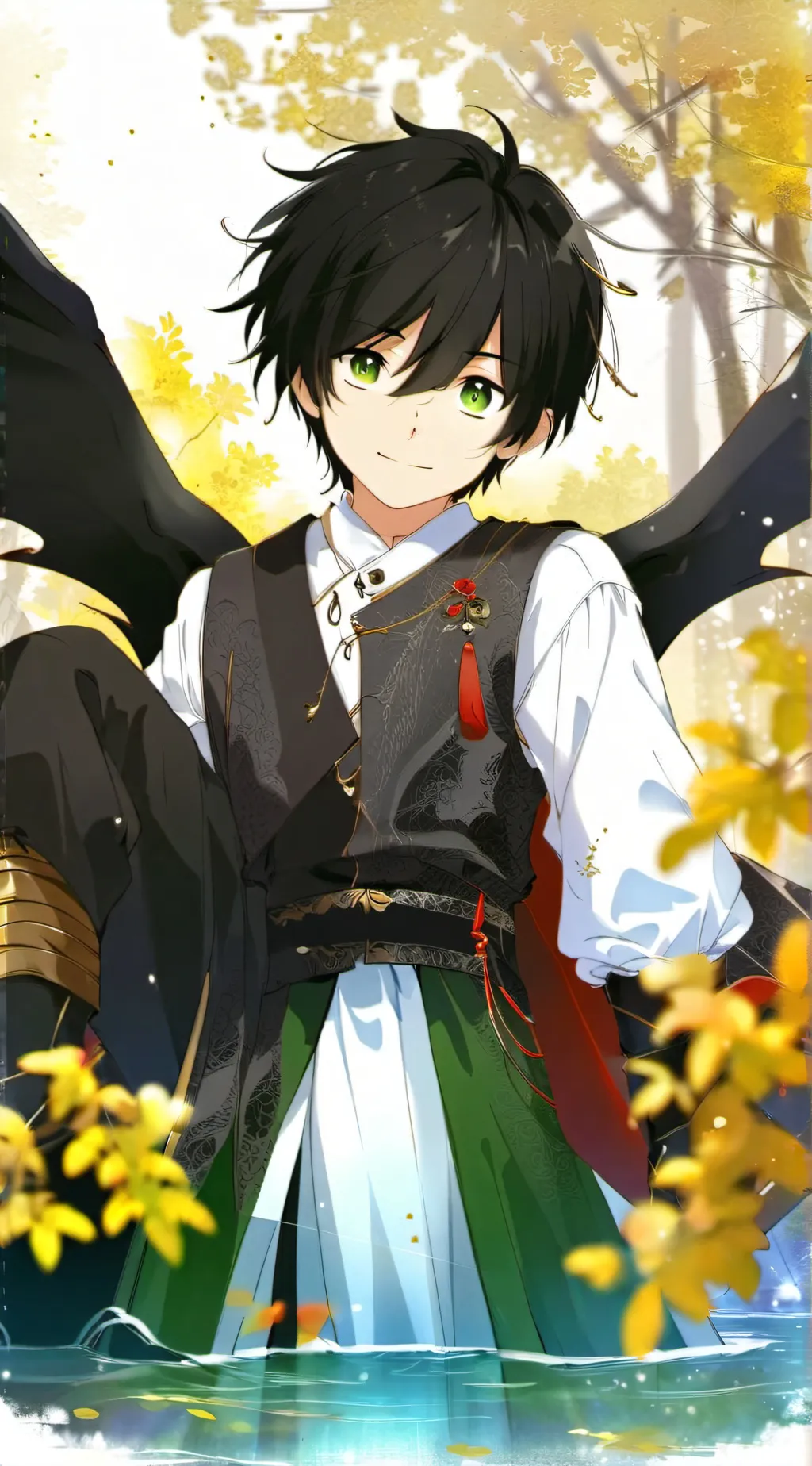 ai character: Green eye dragon background