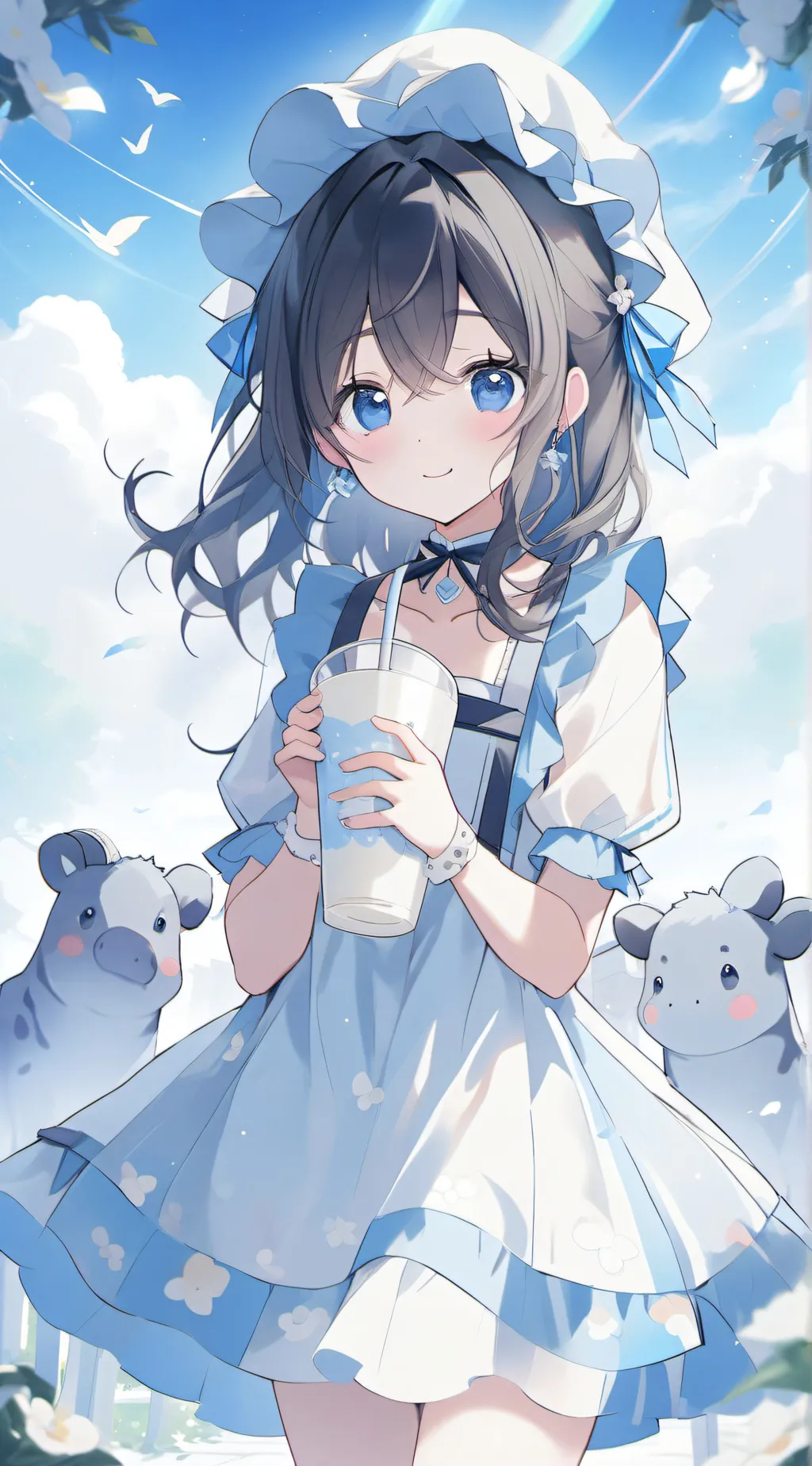 ai character: breastfeeding  background